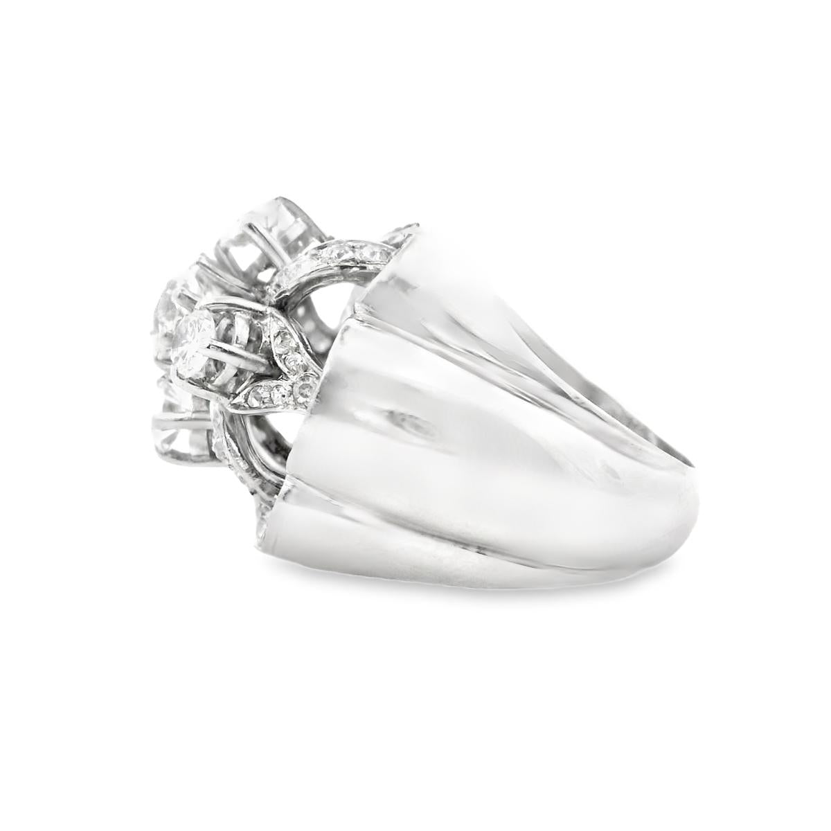 French Retro Diamond Platinum Ring
