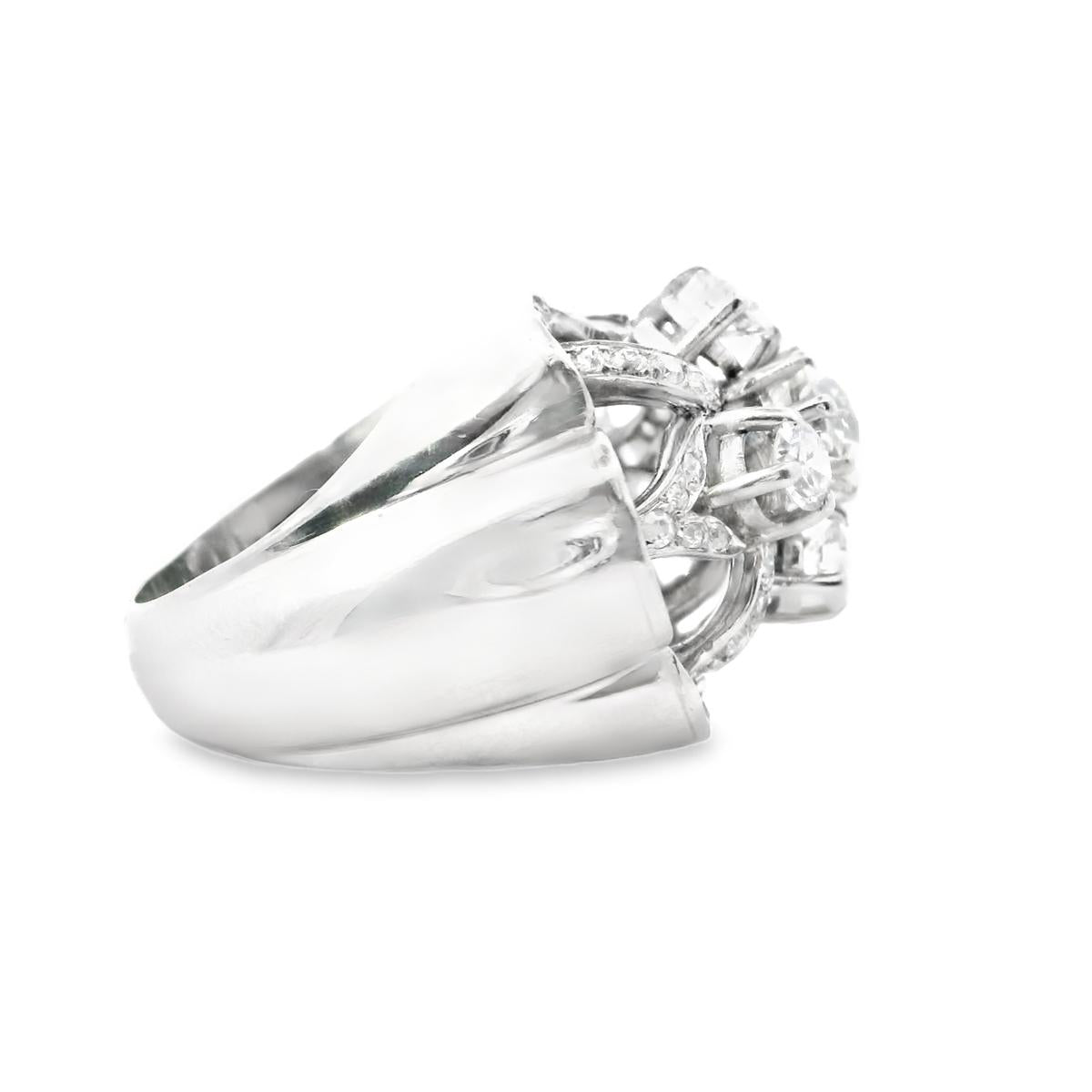 French Retro Diamond Platinum Ring