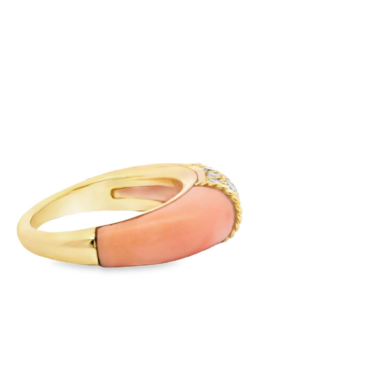 18k Yellow Gold Van Cleef & Arpels 1960s Coral Diamond Ring Philippine -