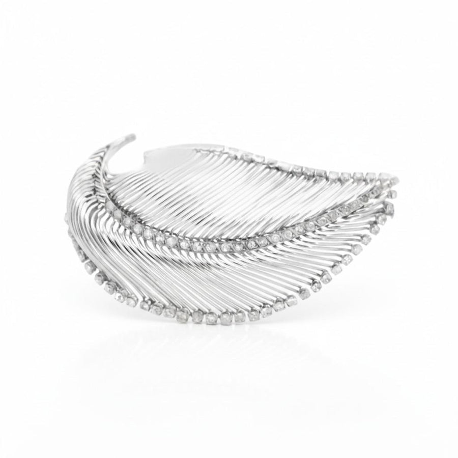 18k White Gold Diamond Leaf Brooch