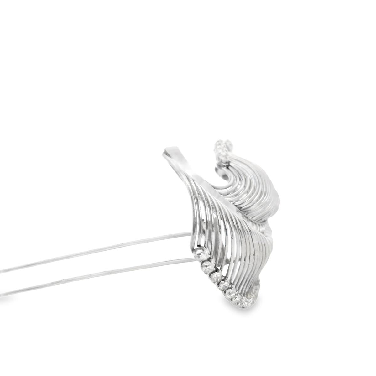 18k White Gold Diamond Leaf Brooch