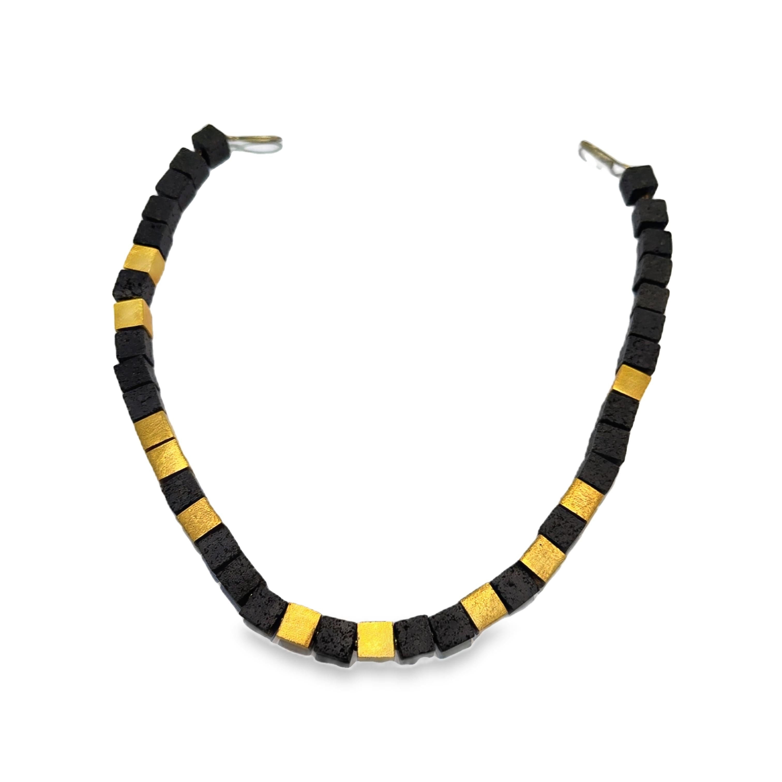 Vermeil Lava Cubic Modernist Necklace