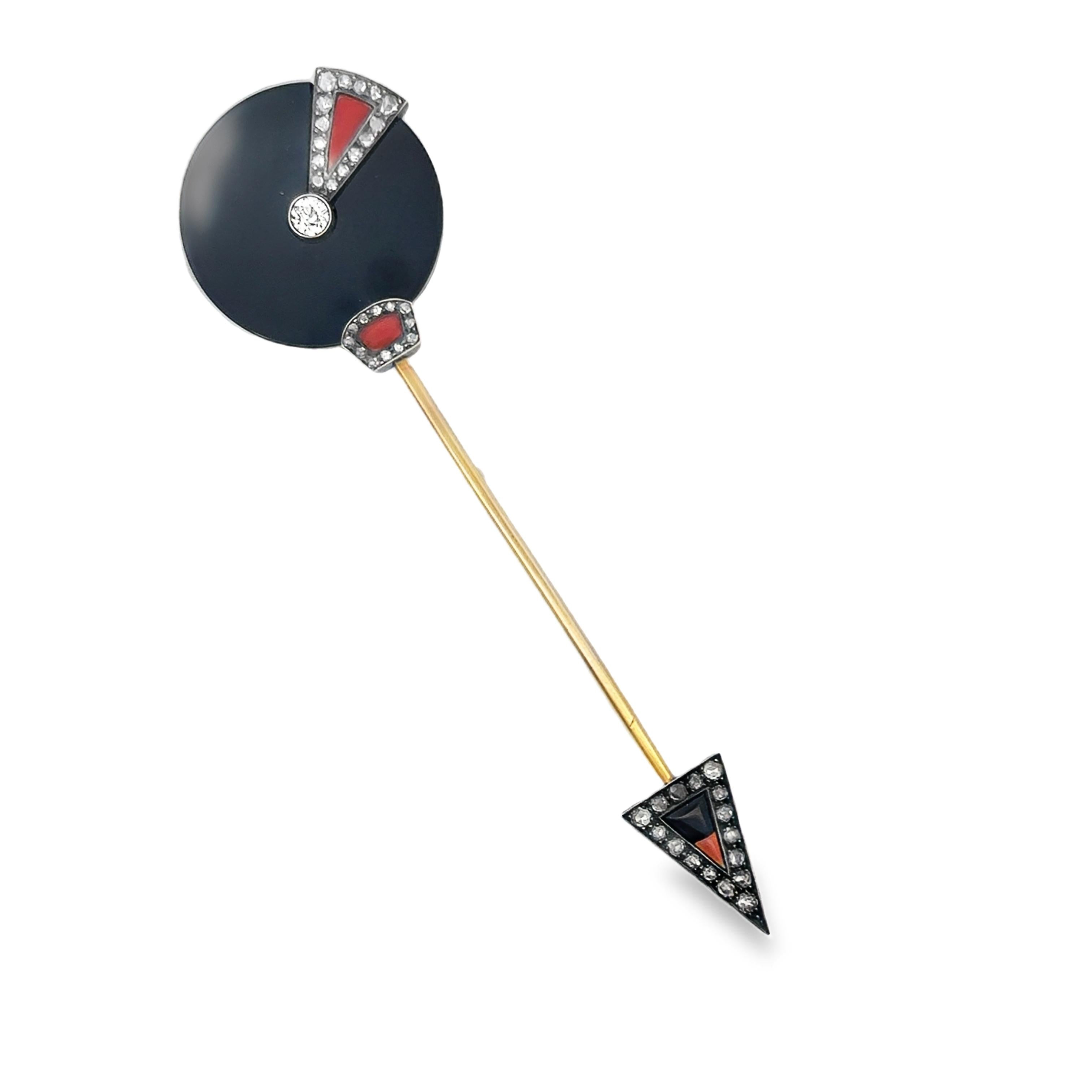 A Jabot Brooch by Jean Fouquet in onyx, carnelian and old-cut diamonds