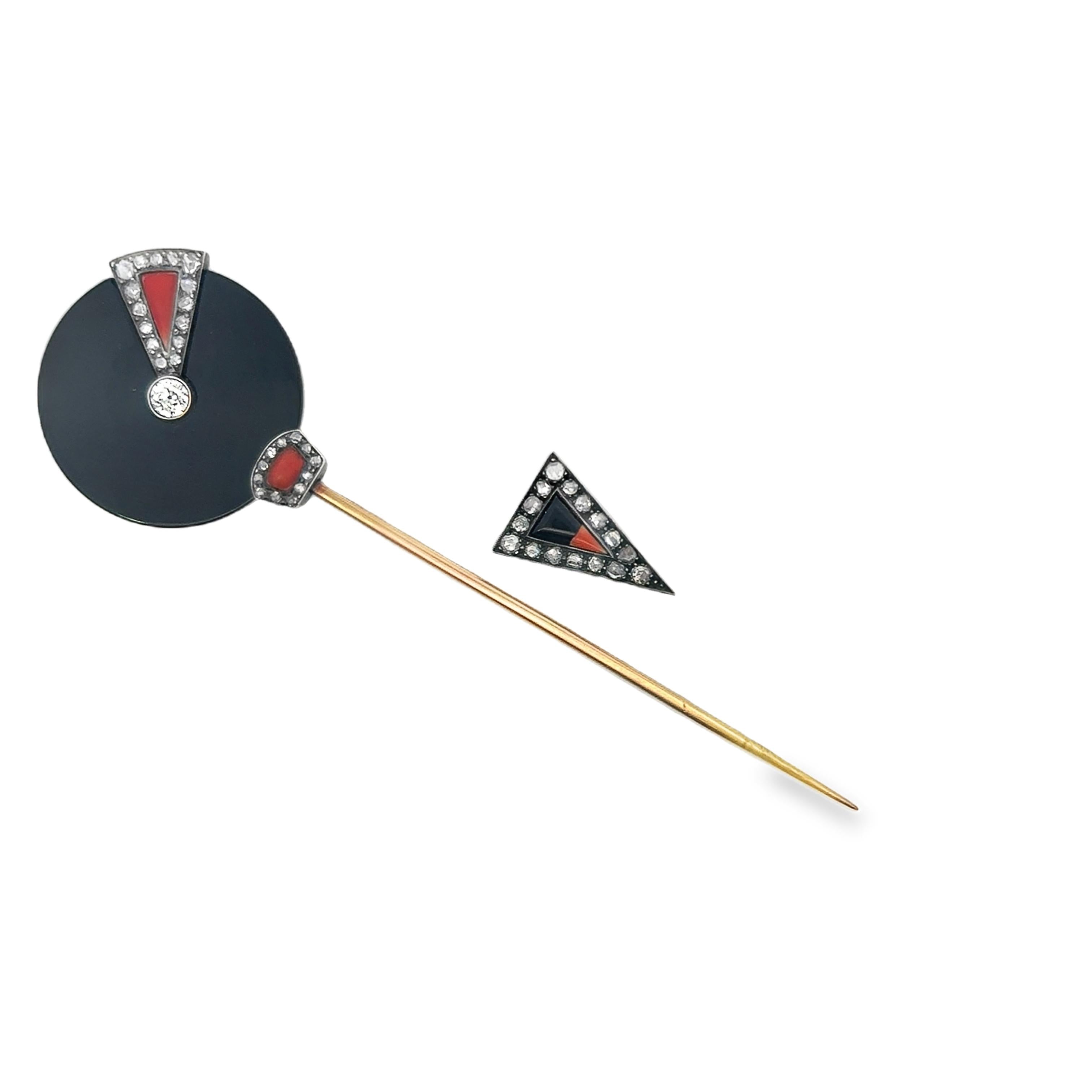 A Jabot Brooch by Jean Fouquet in onyx, carnelian and old-cut diamonds