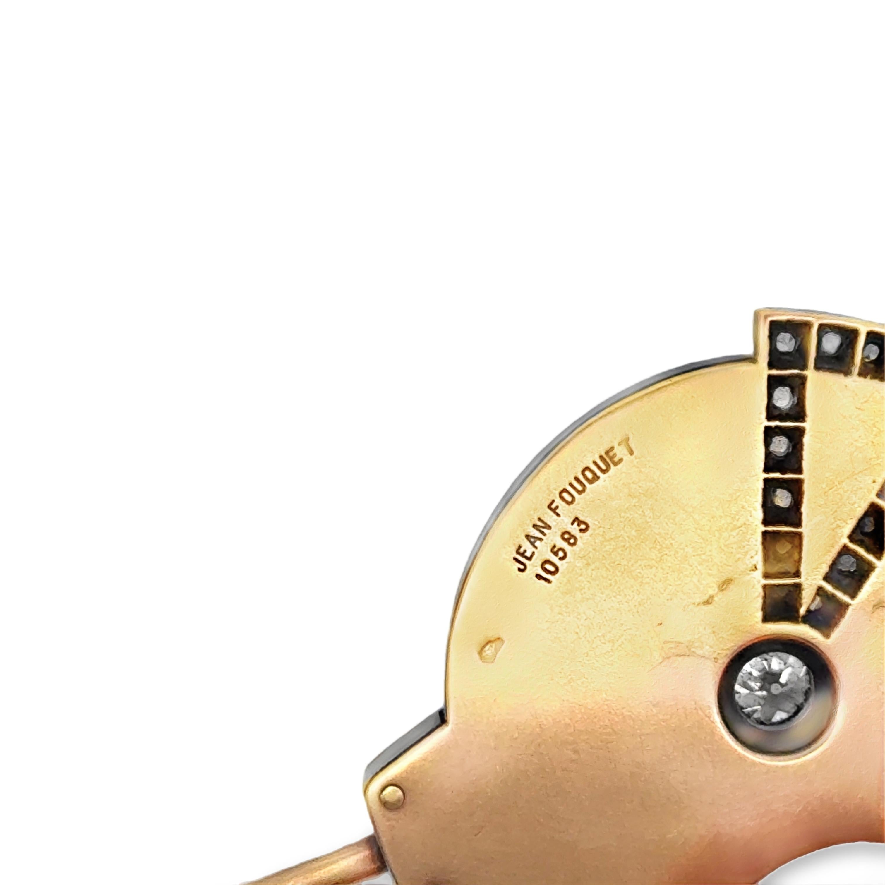 A Jabot Brooch by Jean Fouquet in onyx, carnelian and old-cut diamonds