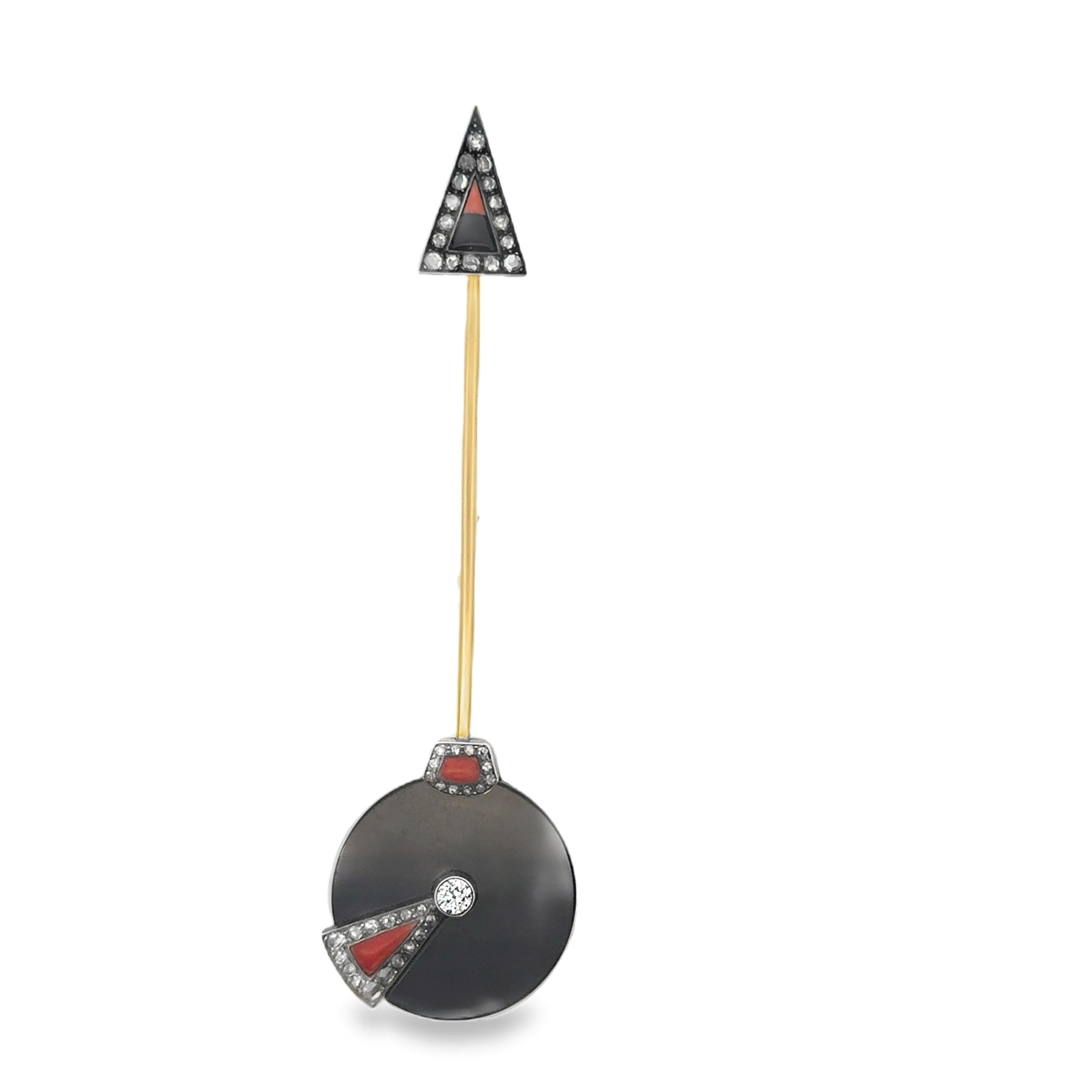 A Jabot Brooch by Jean Fouquet in onyx, carnelian and old-cut diamonds