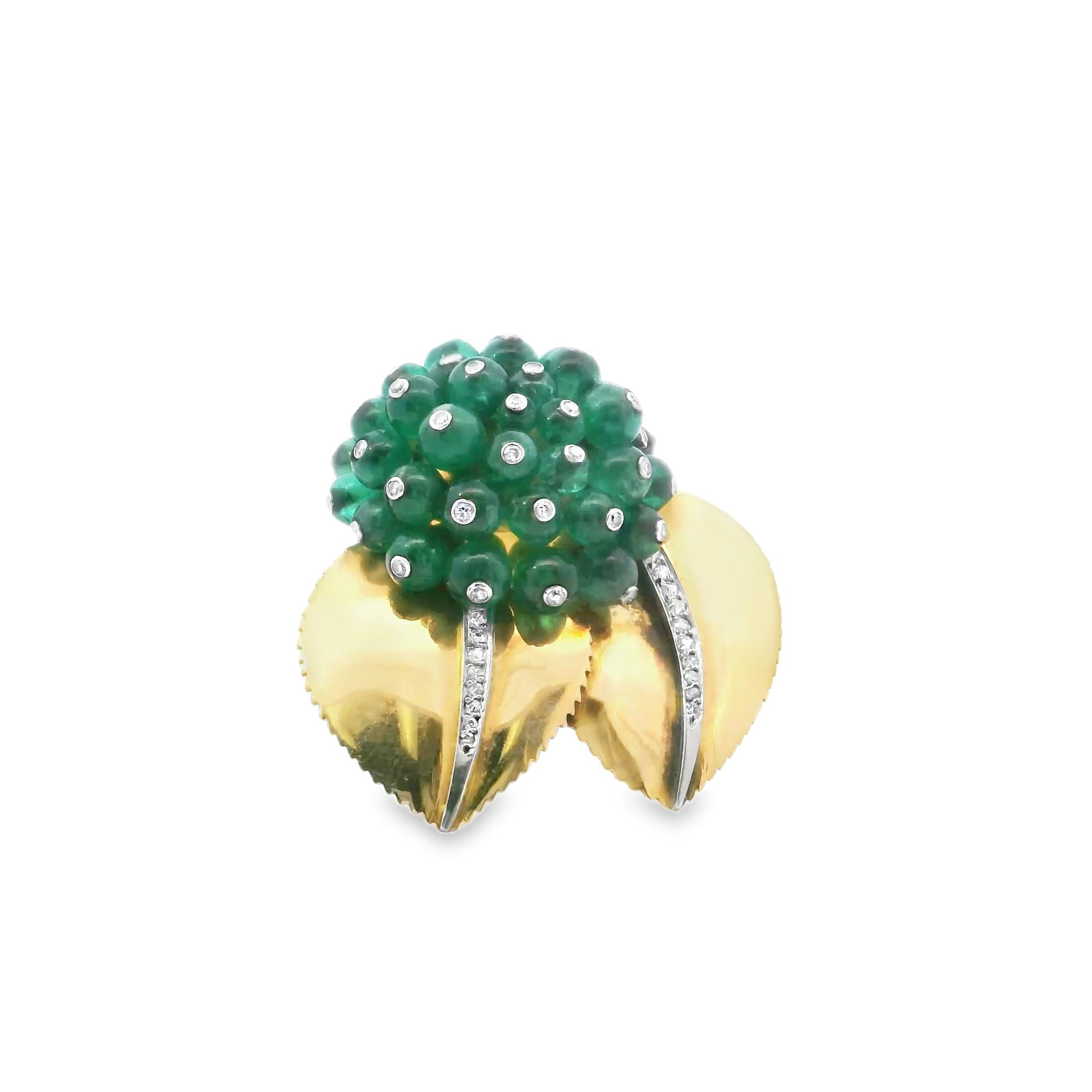 A corsage clip “Groseilliers” in platinum and yellow gold