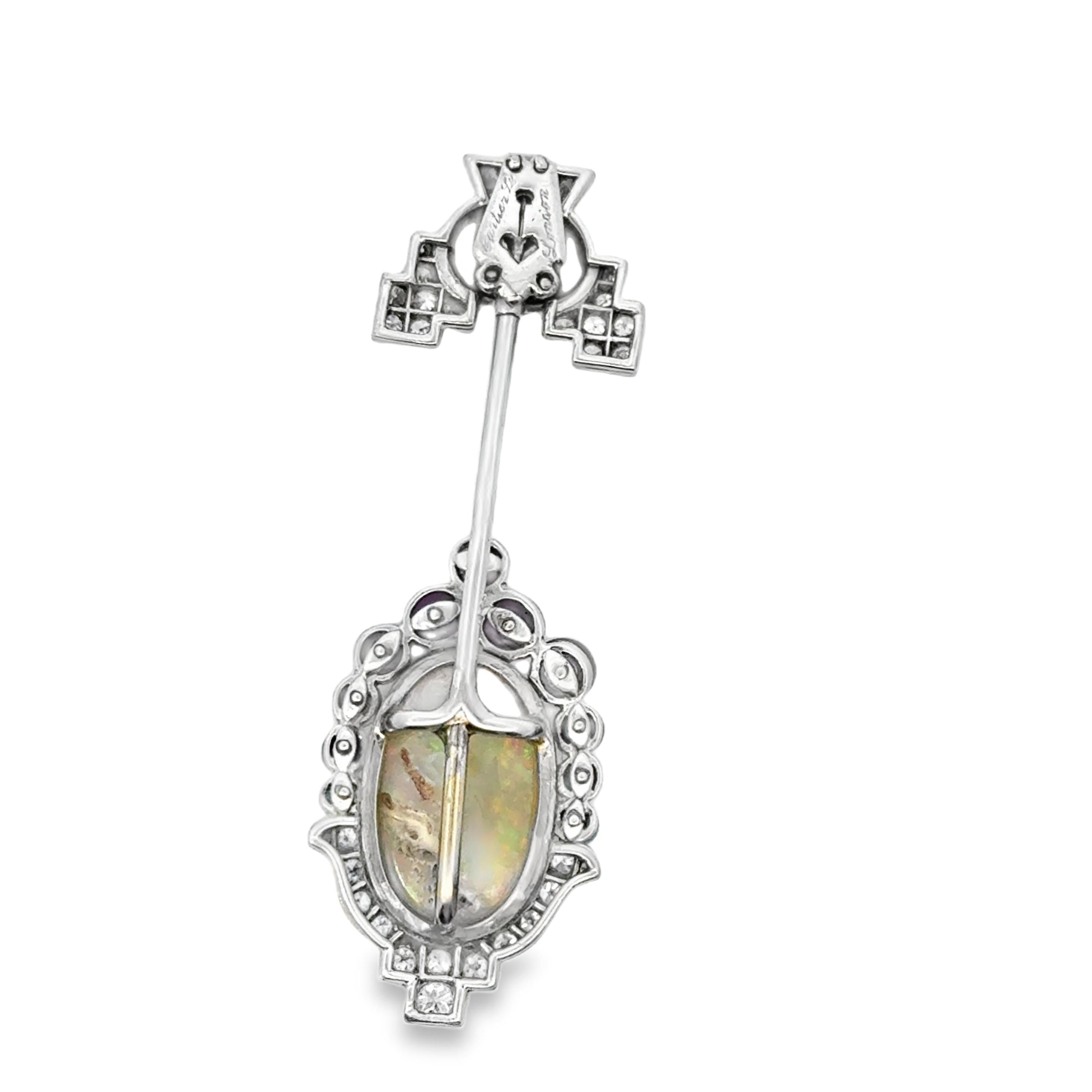 Cartier Jabot Brooch with Opals, Diamonds, and Gemstone Beads