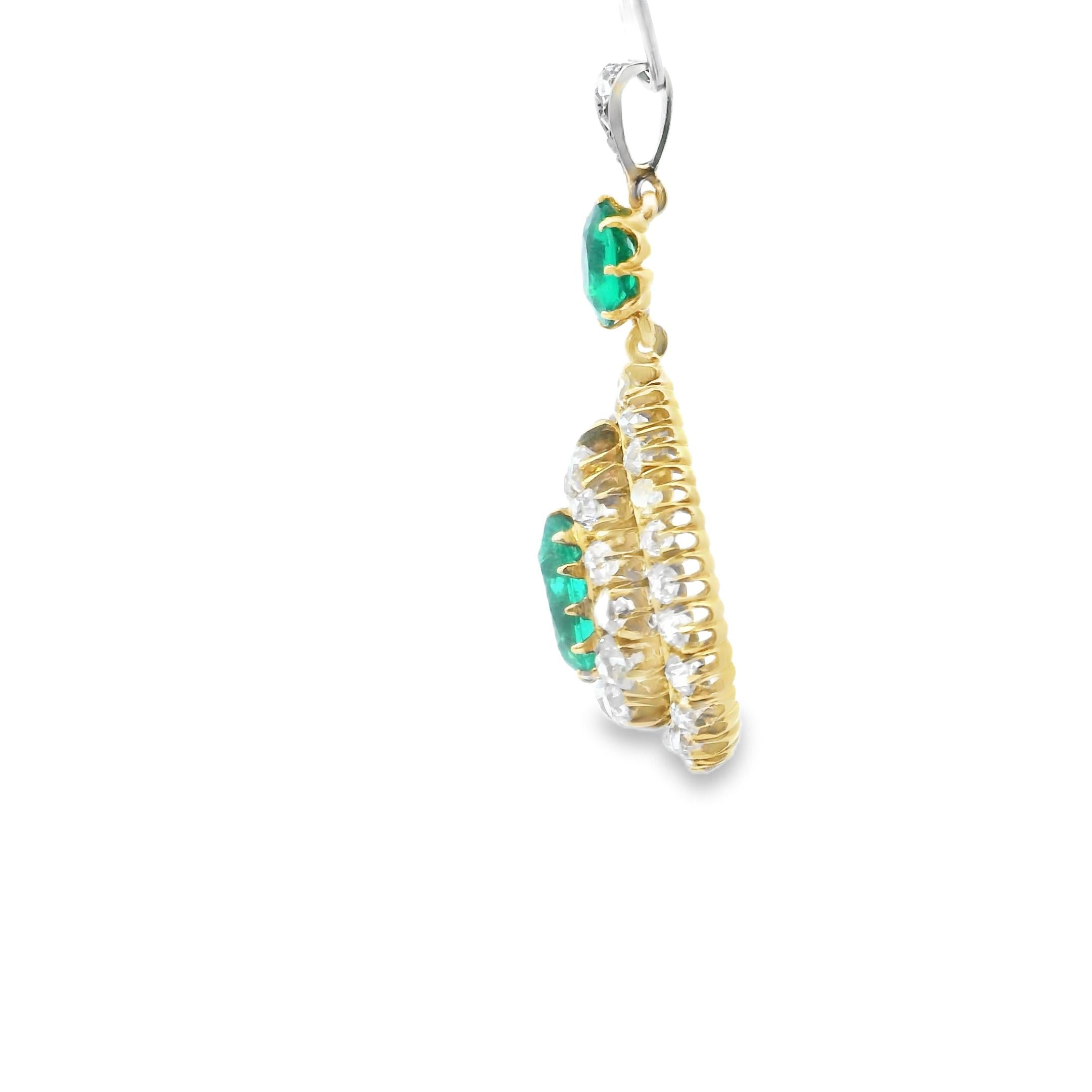 Yellow Gold Emerald and Diamond Pendant | SSEF Certified