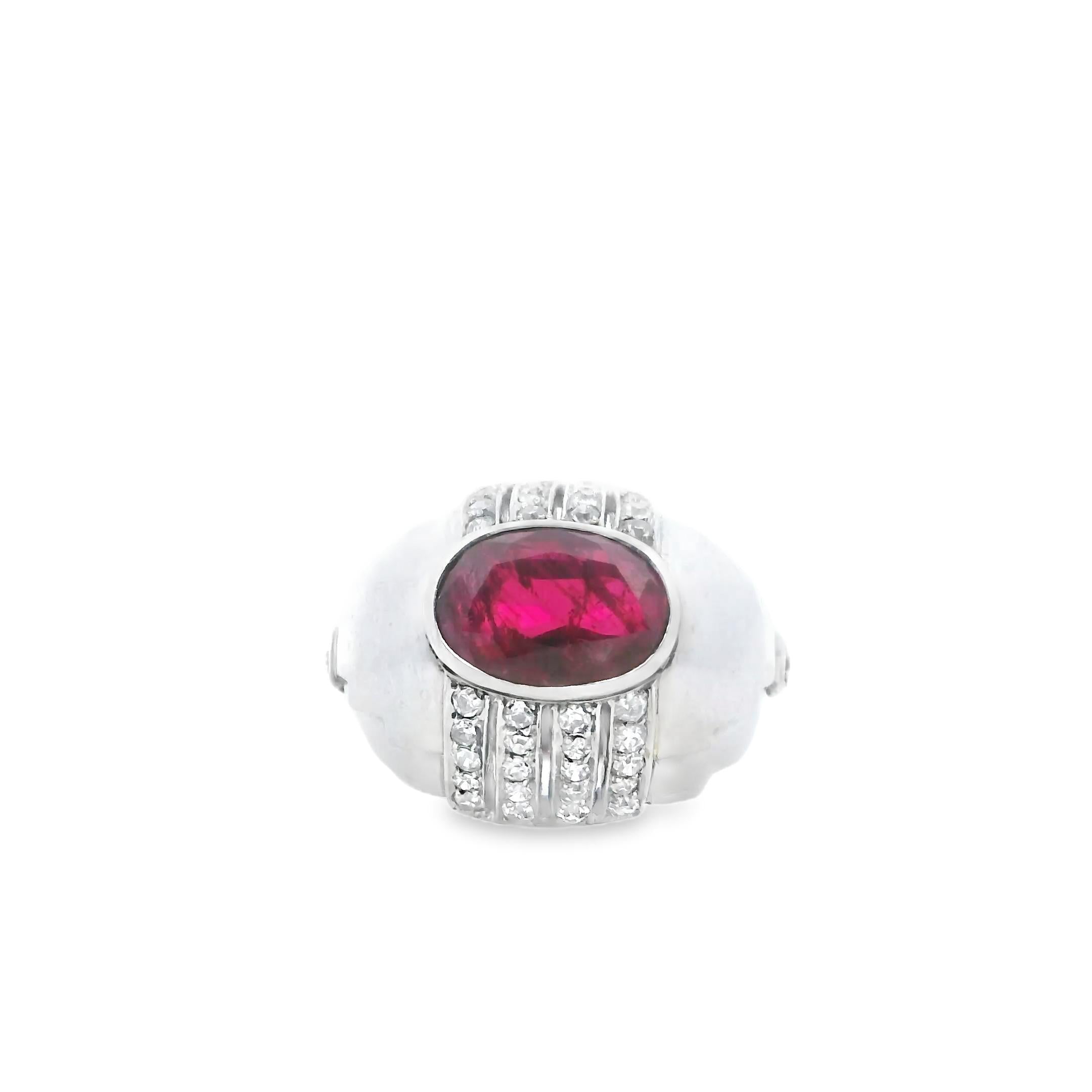 Platinum Ring with Ruby and Diamonds | Circa 1933 | Size 6