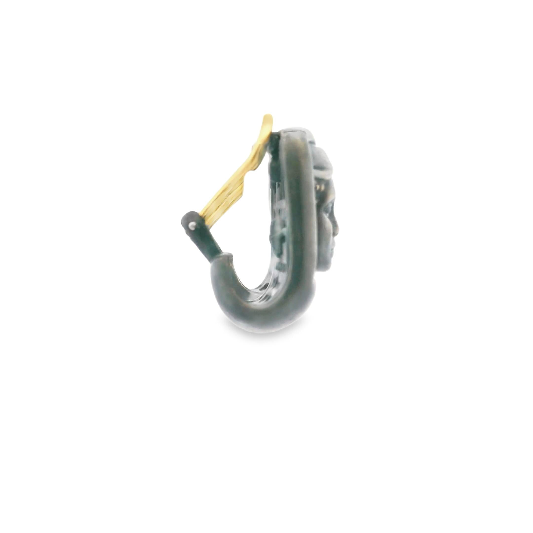 K. Kord Sculpted Face Gold Earclips United States, Circa 1990