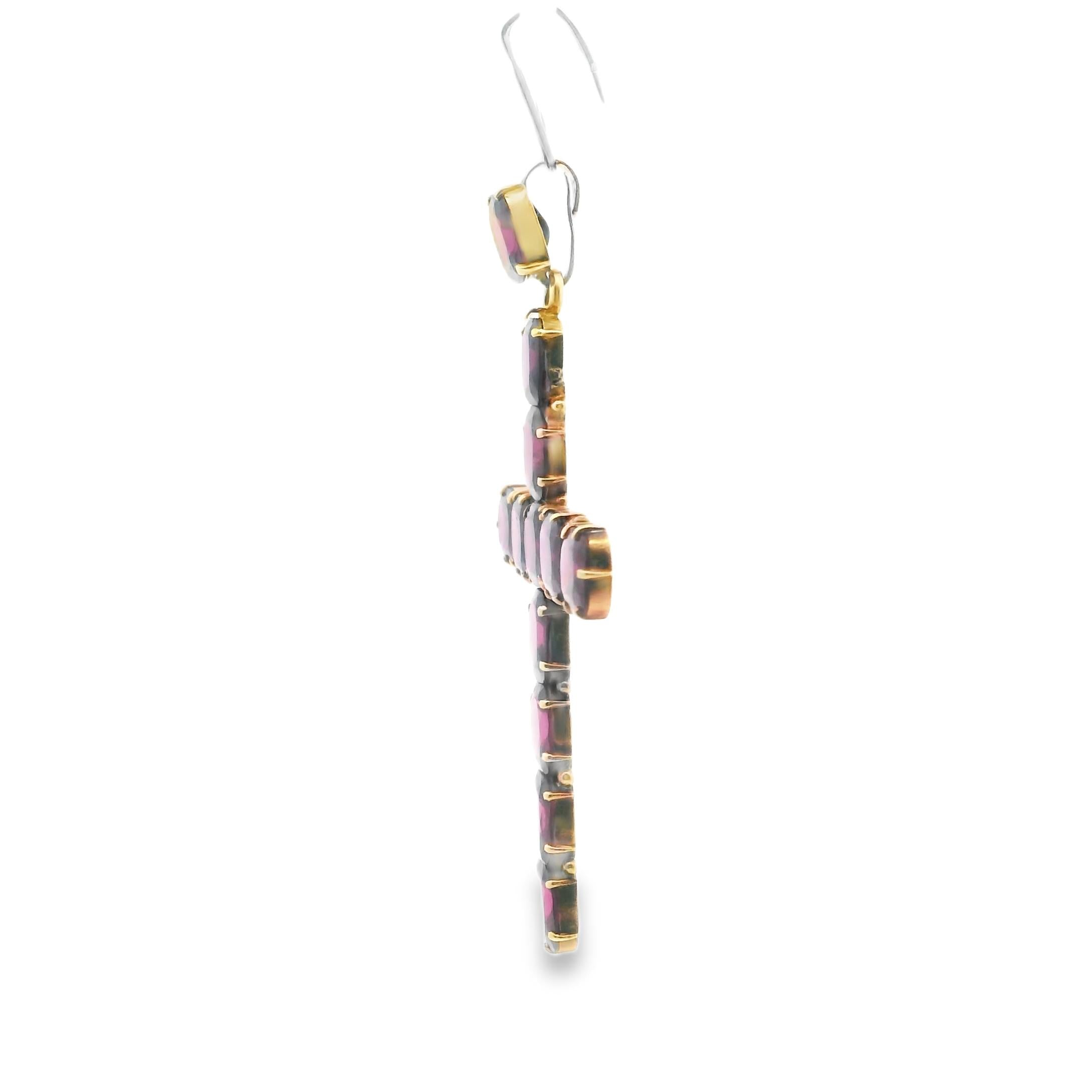 Gold Victorian Cross Garnet Pendant