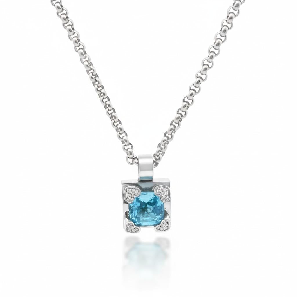 Chopard Blue Topaz and Diamond Pendant Necklace Circa 2000