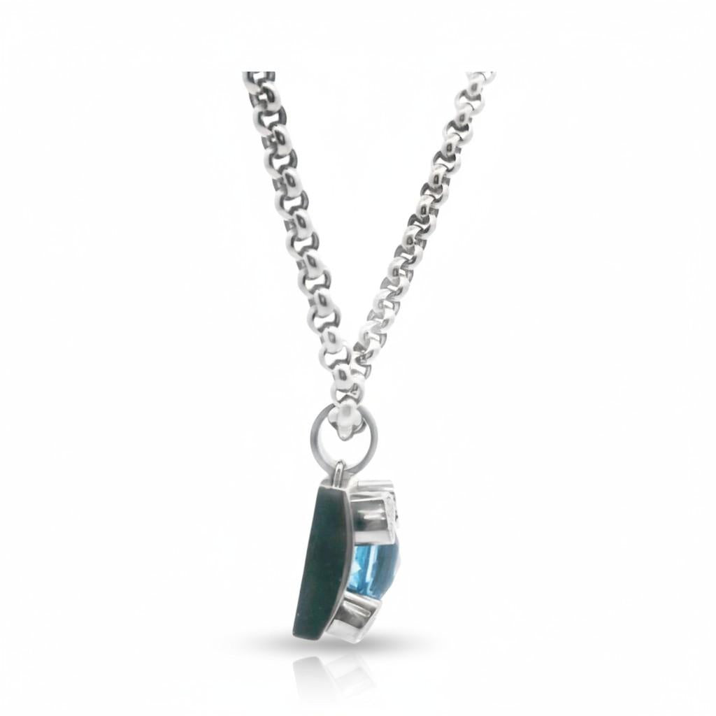 Chopard Blue Topaz and Diamond Pendant Necklace Circa 2000
