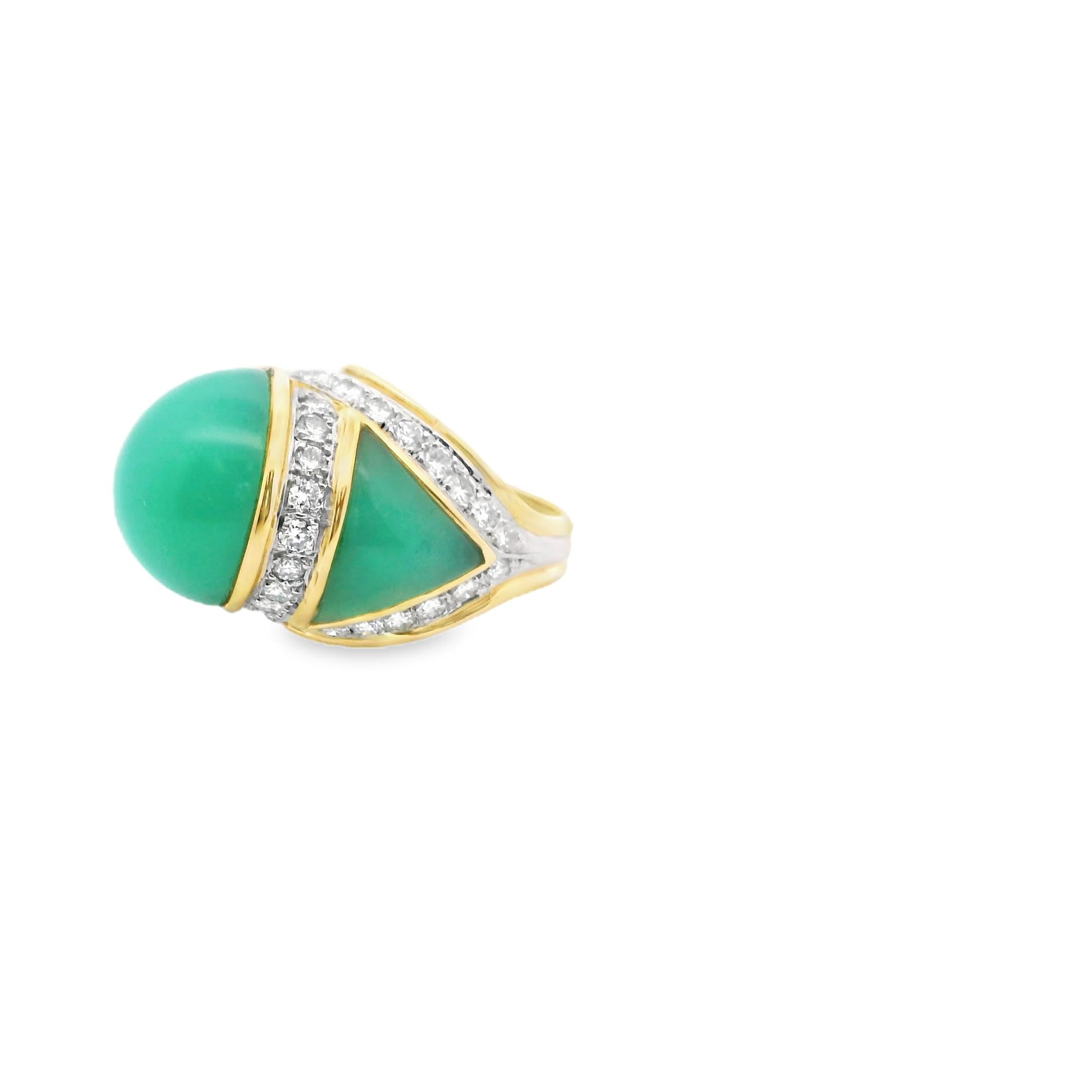18K Yellow Gold Tiffany Nephrite Diamond Ring Design by Donald Claflin