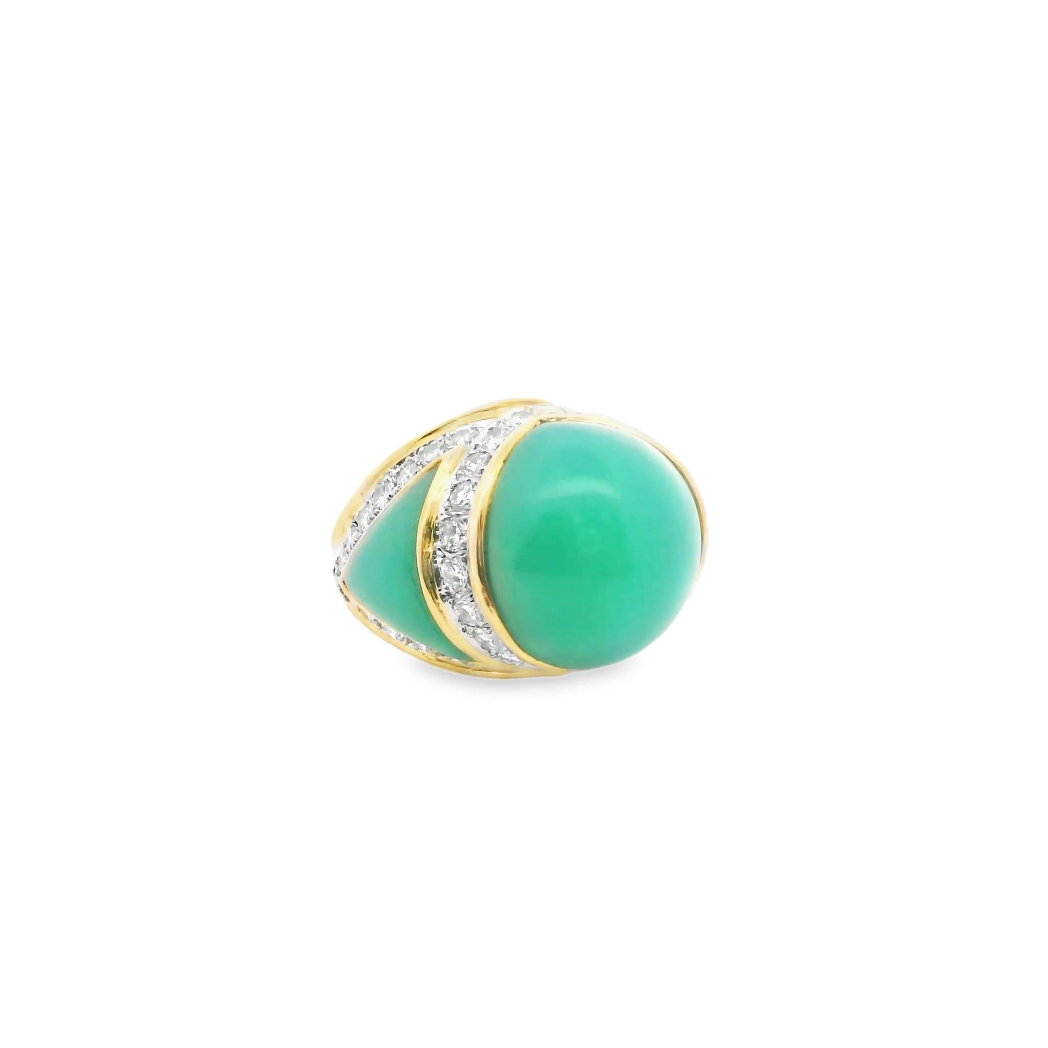 18K Yellow Gold Tiffany Nephrite Diamond Ring Design by Donald Claflin