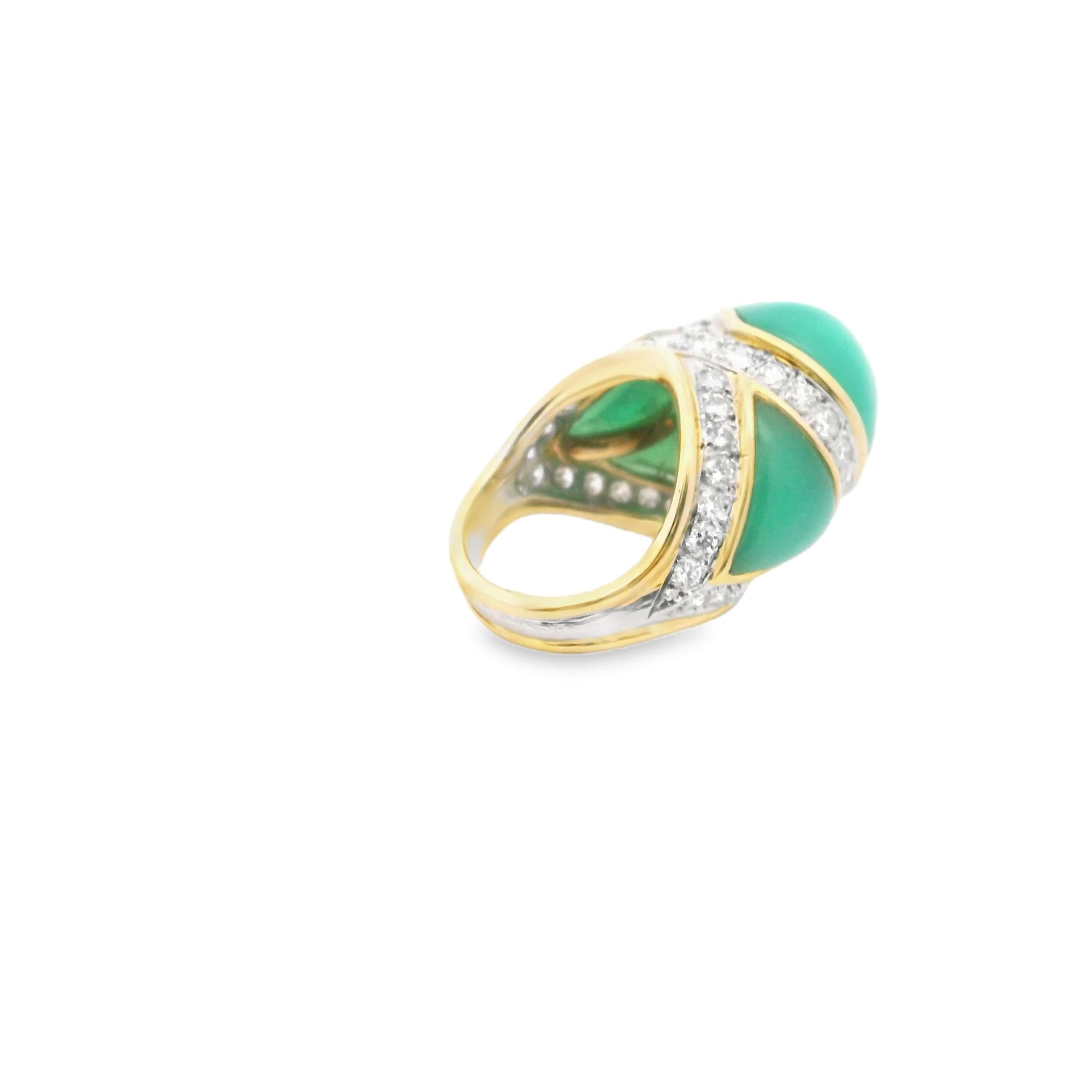 18K Yellow Gold Tiffany Nephrite Diamond Ring Design by Donald Claflin