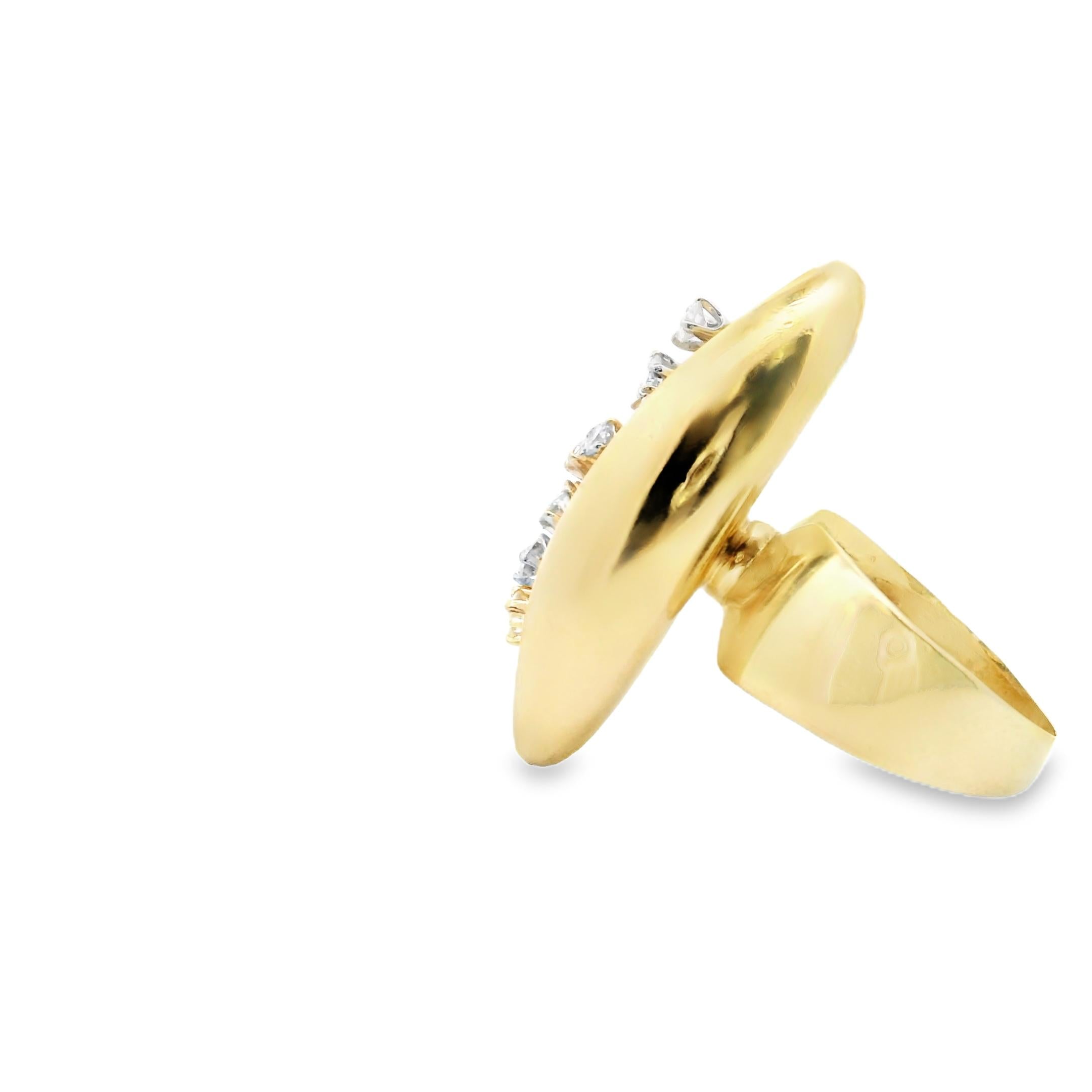 Sculptural Diamond Oval Ring Circa 1970s