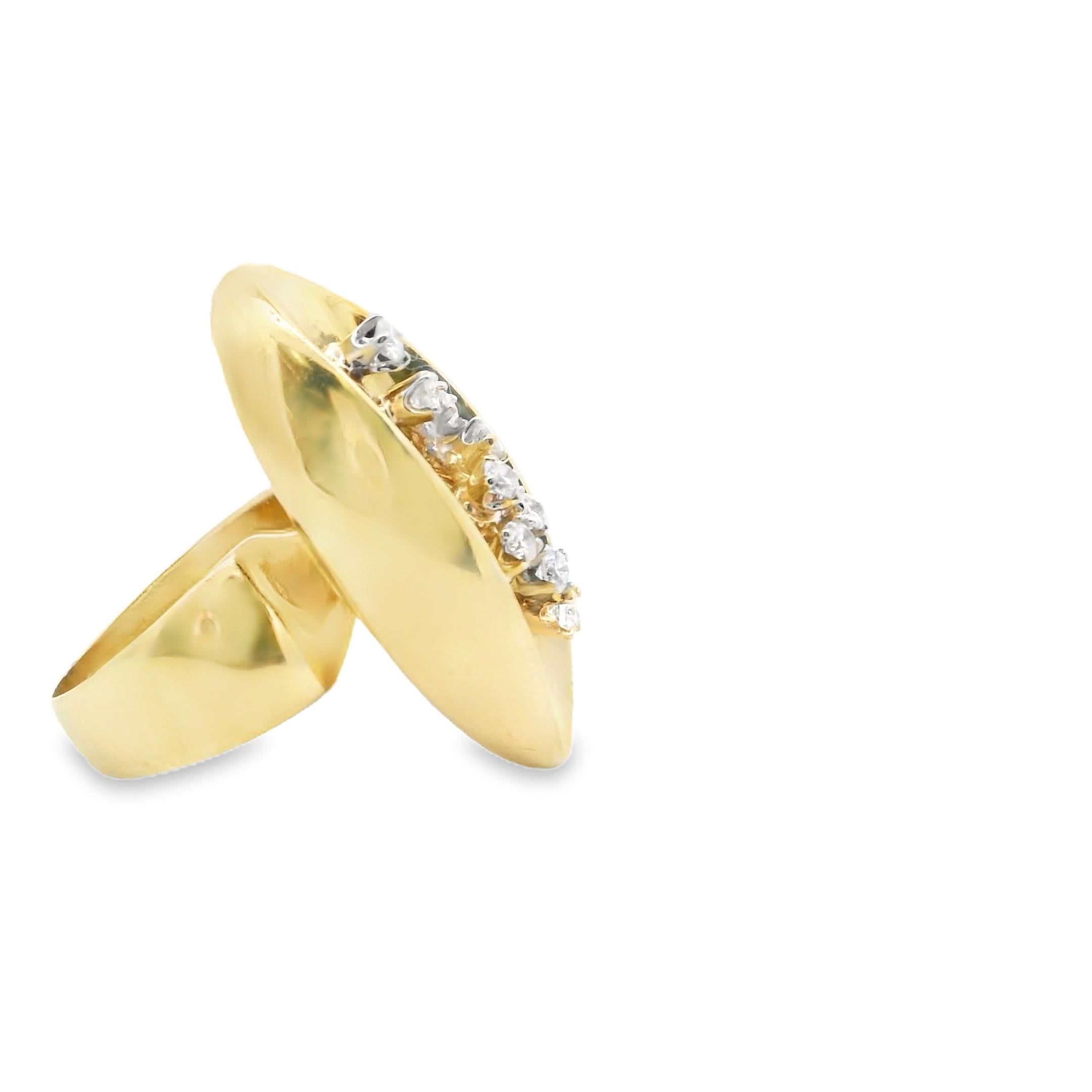 Sculptural Diamond Oval Ring Circa 1970s