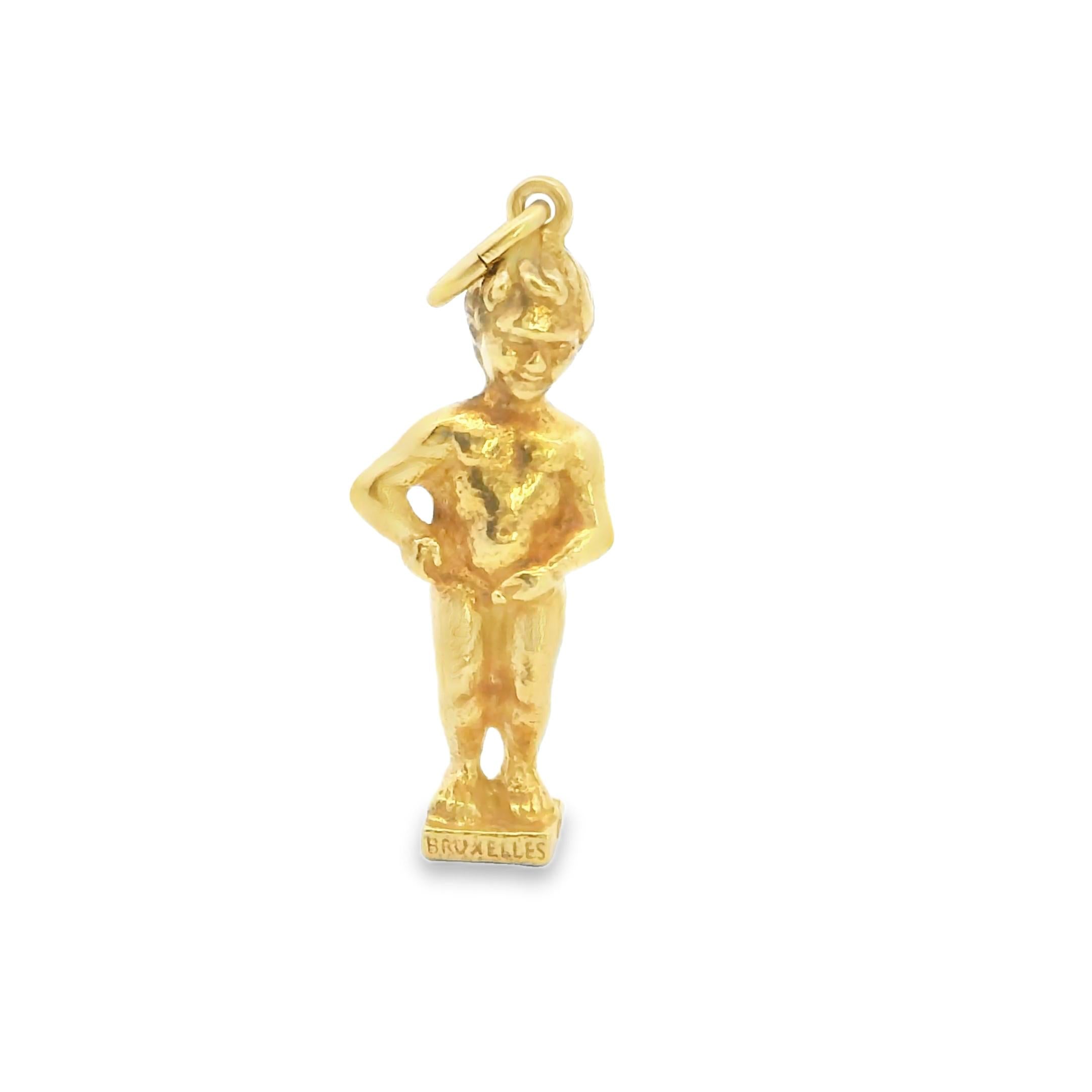 Vintage 14K Yellow Gold Manneken Pis Charm – A Playful Tribute to Brussels