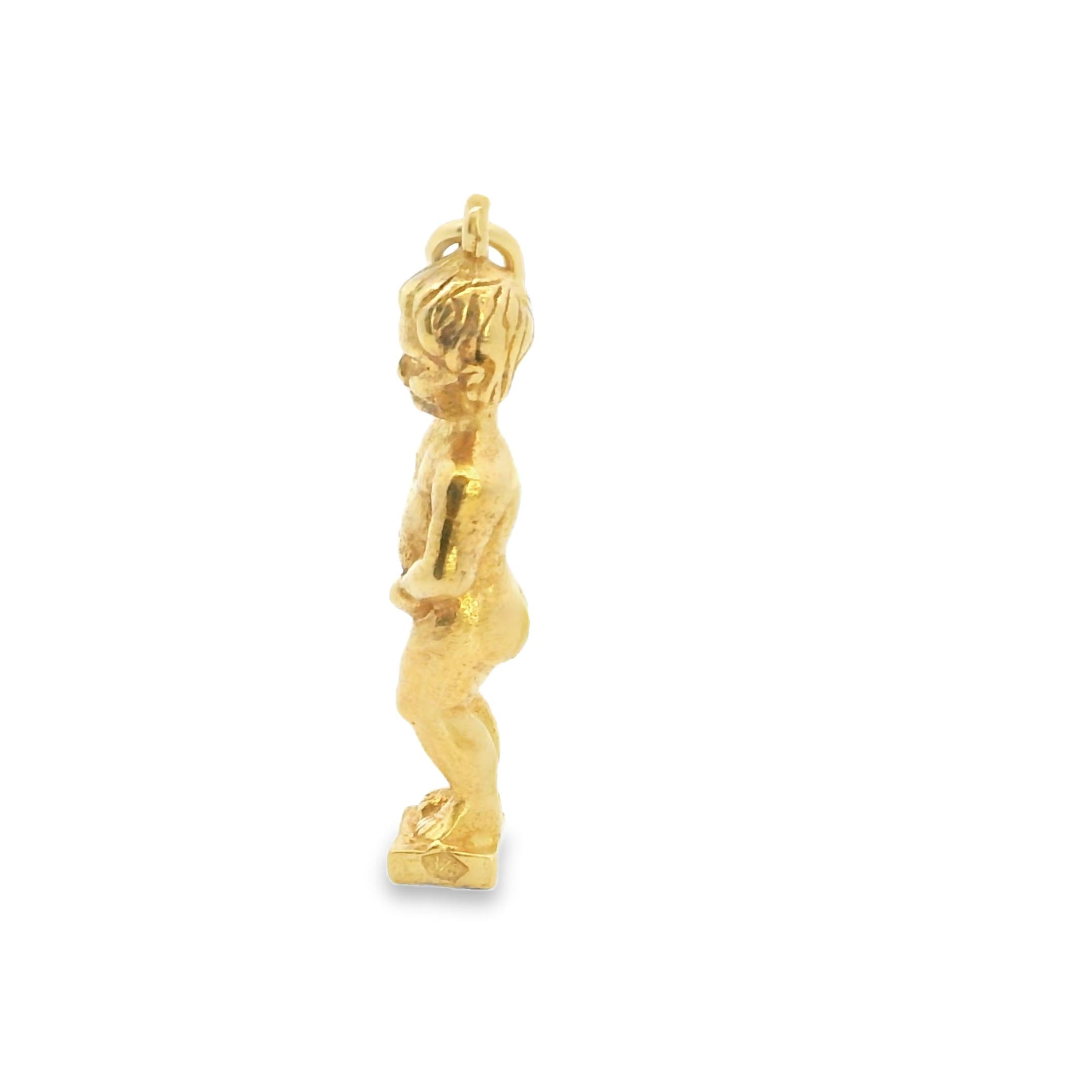 Vintage 14K Yellow Gold Manneken Pis Charm – A Playful Tribute to Brussels