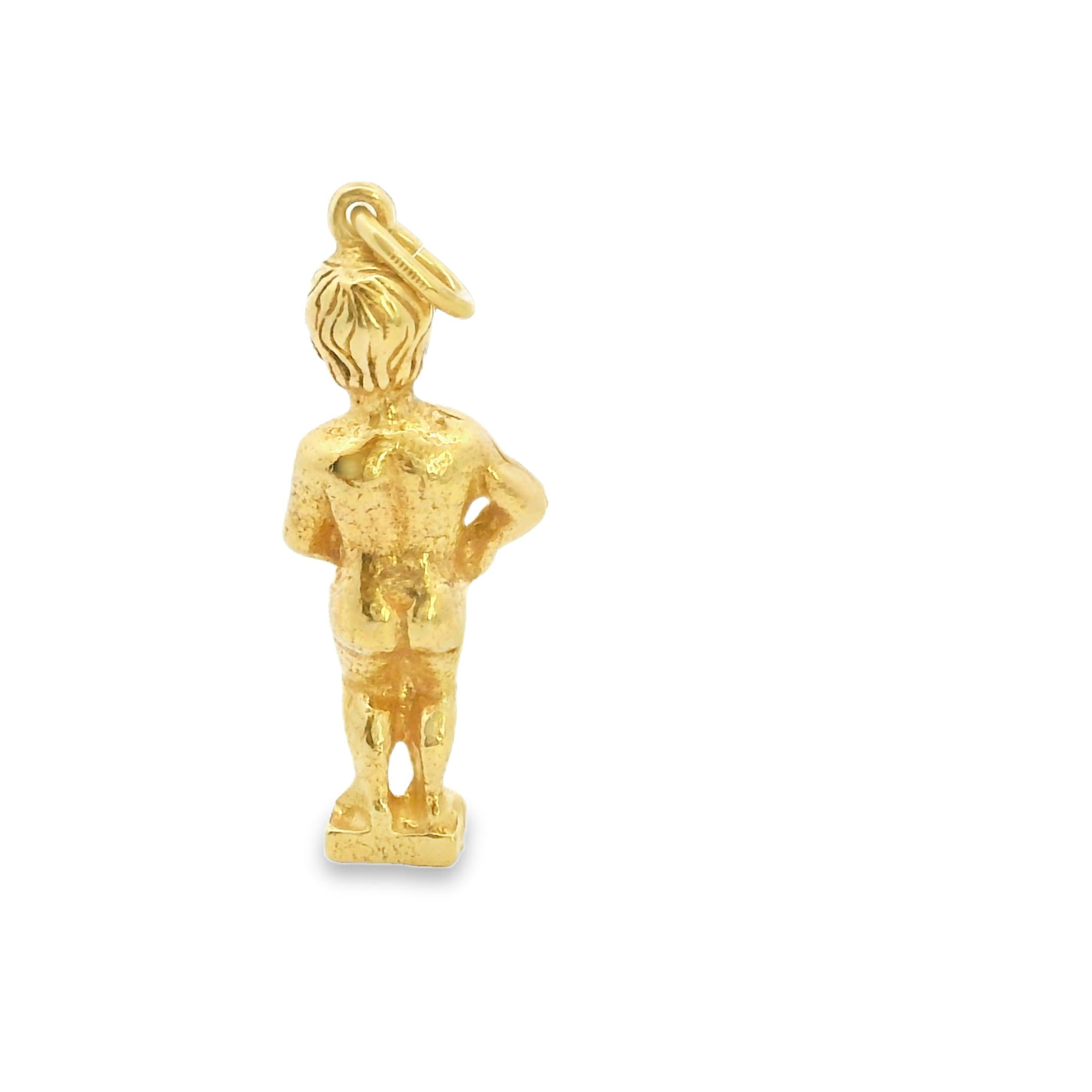 Vintage 14K Yellow Gold Manneken Pis Charm – A Playful Tribute to Brussels