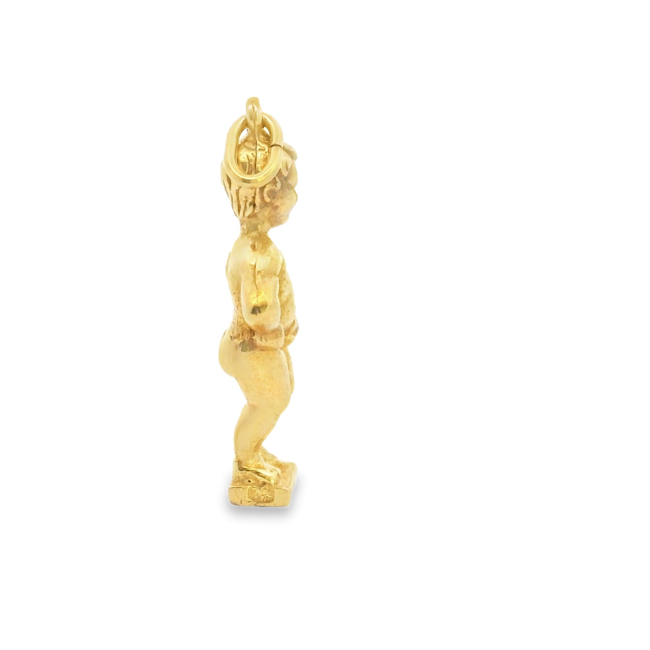 Vintage 14K Yellow Gold Manneken Pis Charm – A Playful Tribute to Brussels
