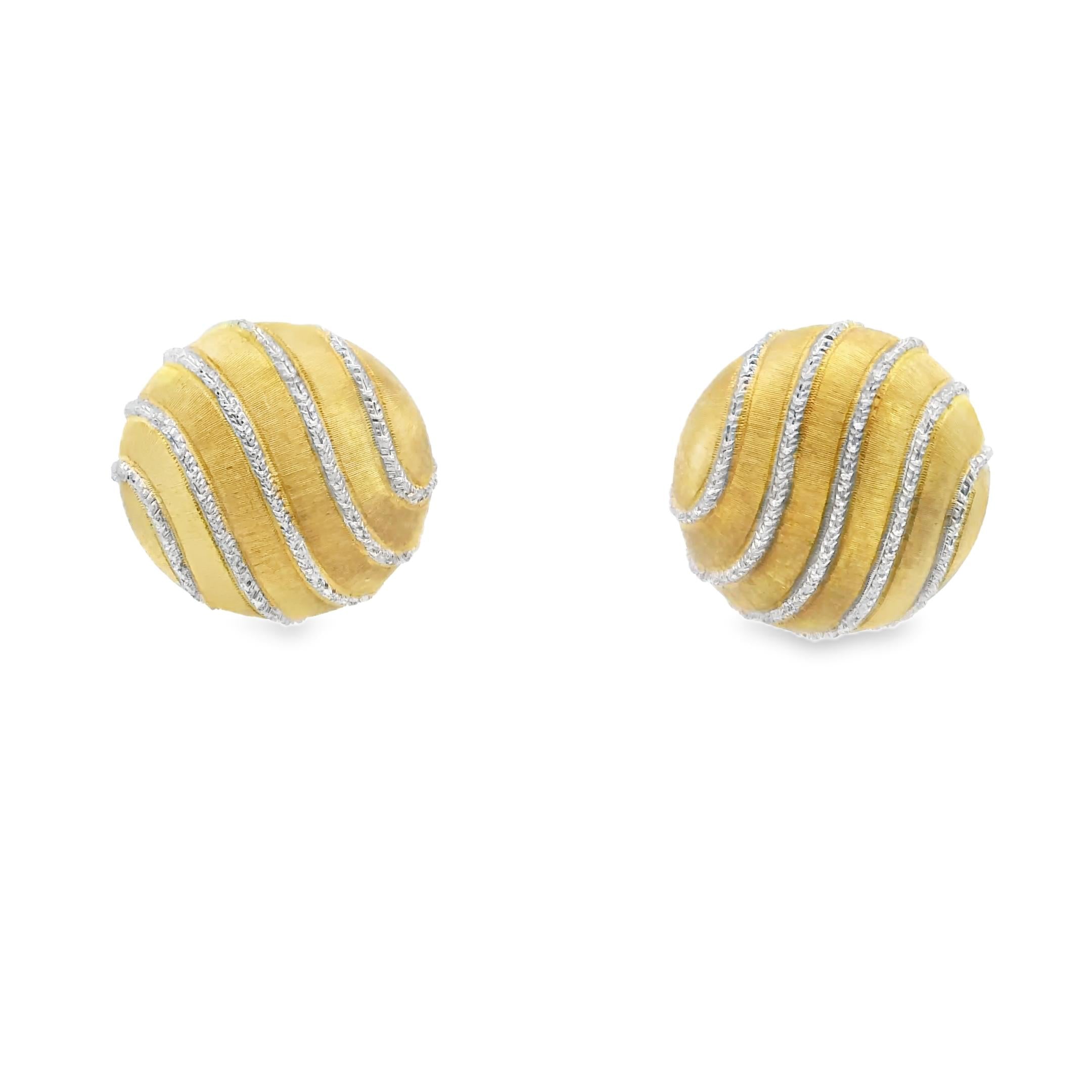 18k Yellow Gold Buccellati 1980s Textured Gold Earrings