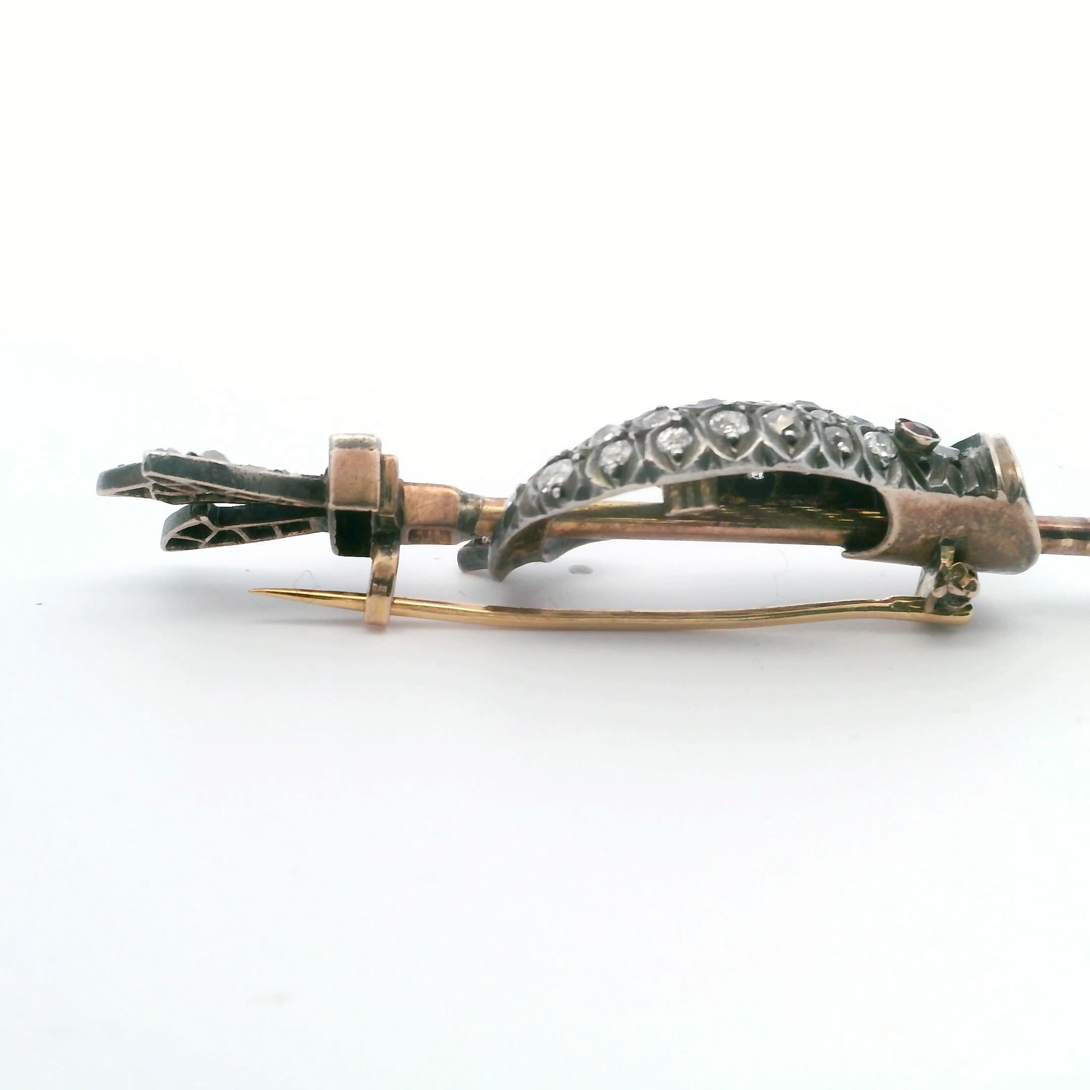 Antique Diamond & Ruby Fish Brooch, Circa 1890 – A Symbol of Myth & Mastery