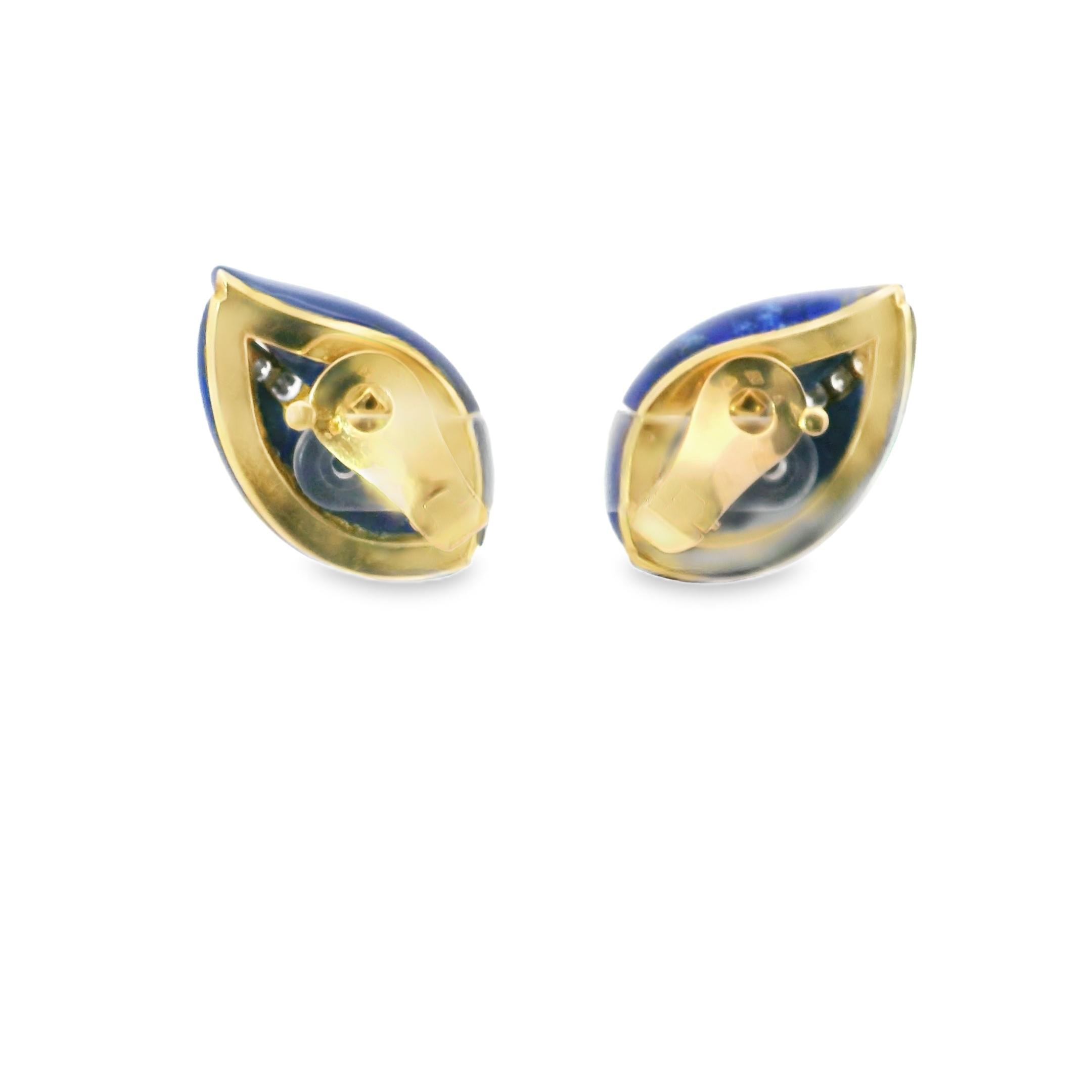 1970s Lapis Lazuli and Diamond Flame Earrings – Georland, France