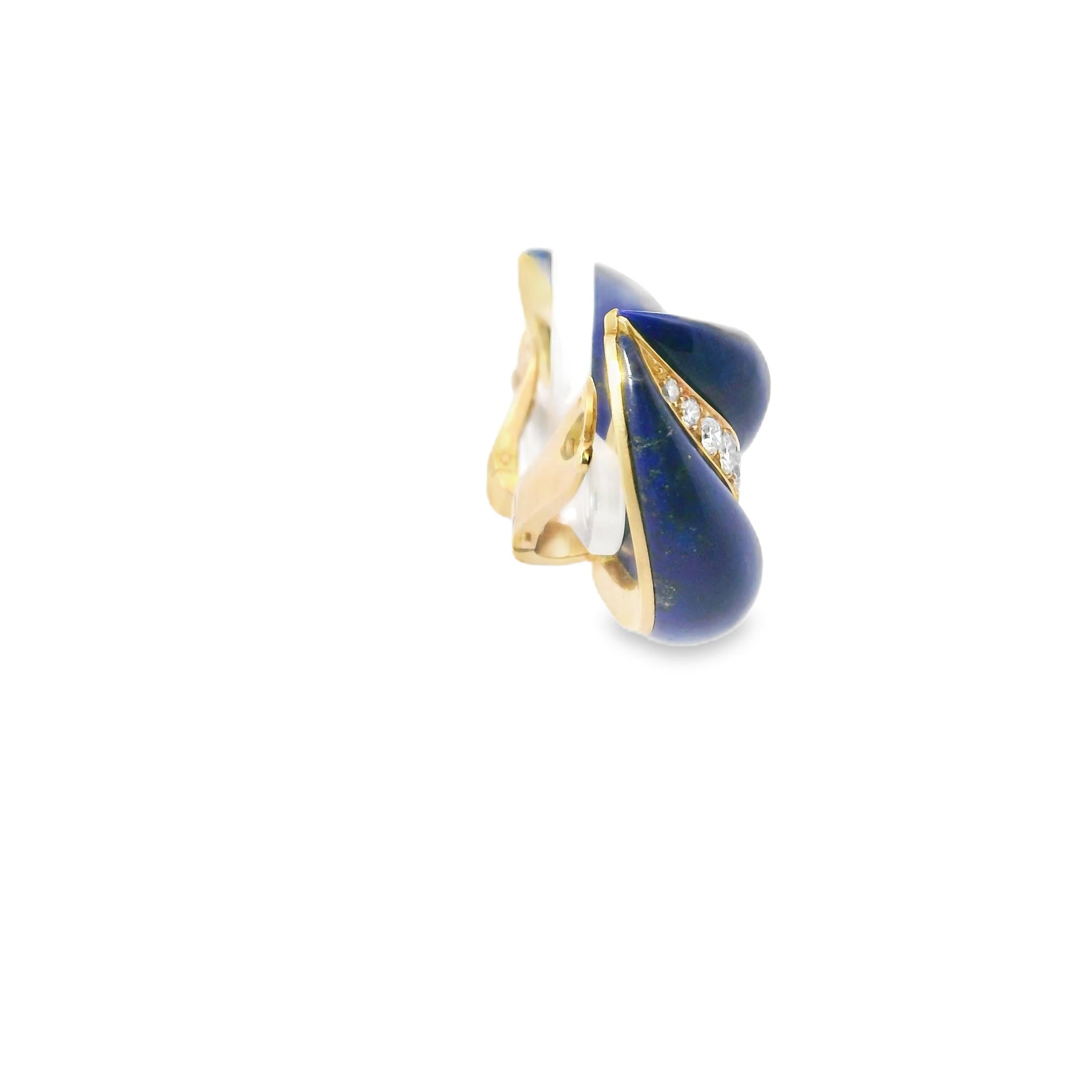 1970s Lapis Lazuli and Diamond Flame Earrings – Georland, France