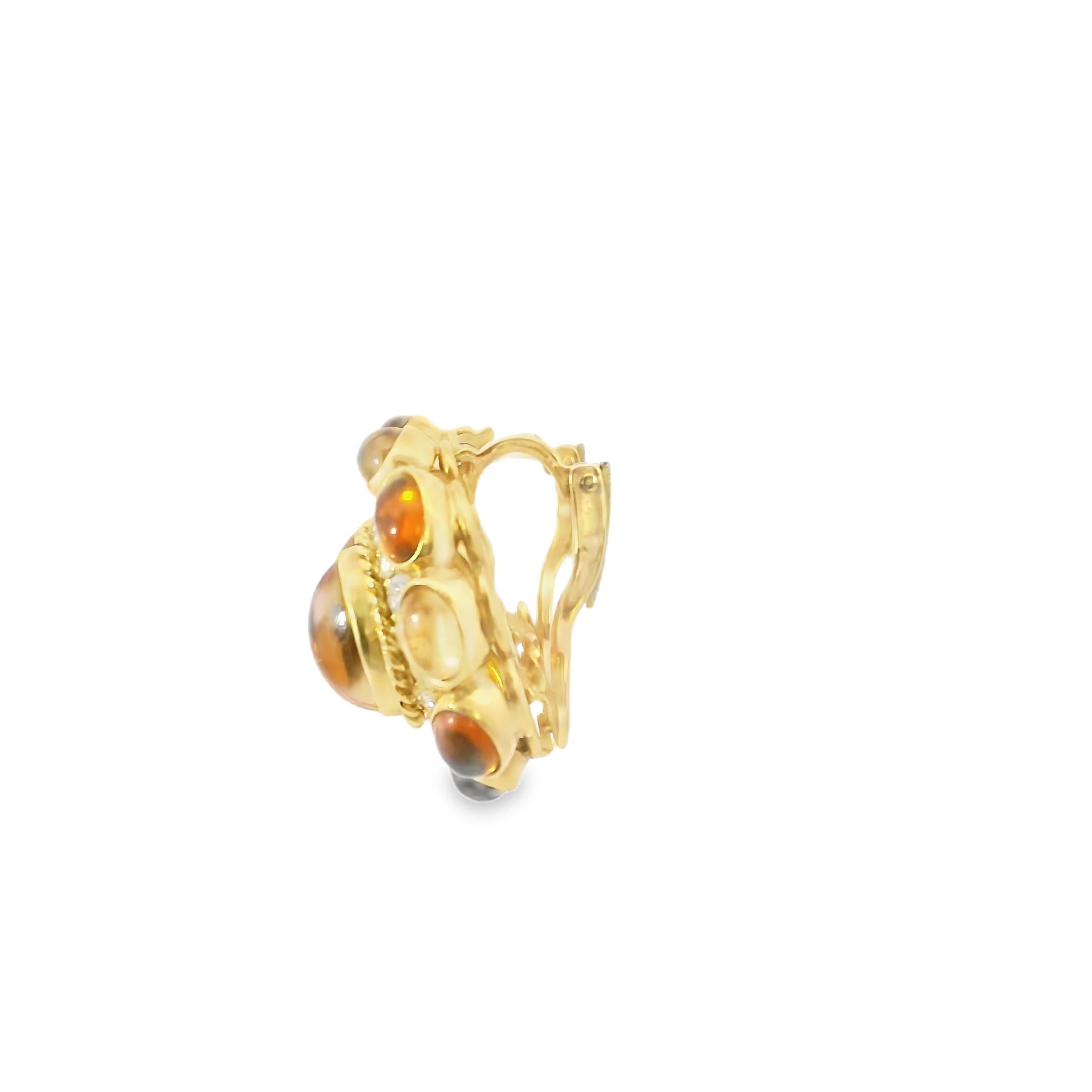 1980s Bulgari Citrine and Diamond Earrings – 18k Yellow Gold