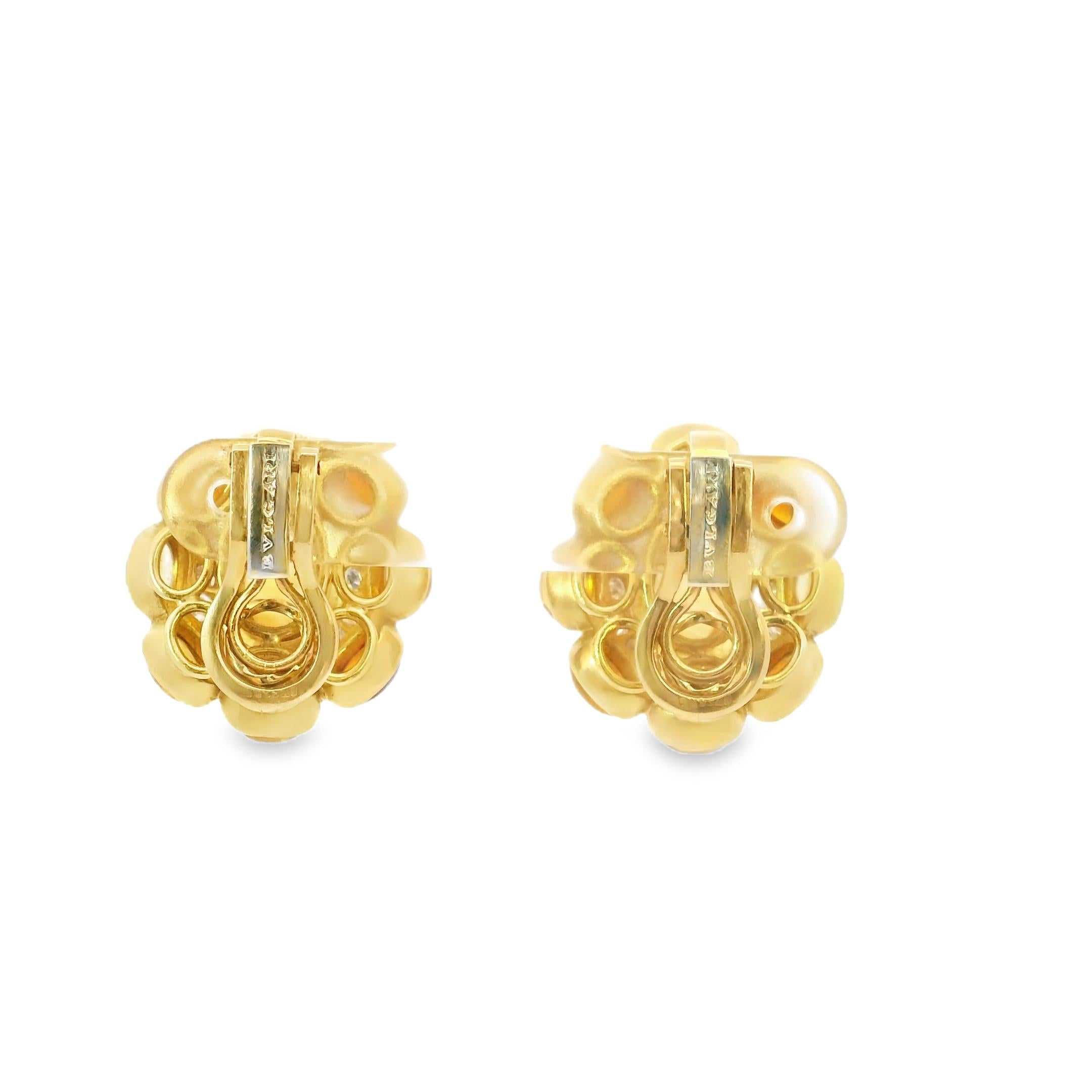 1980s Bulgari Citrine and Diamond Earrings – 18k Yellow Gold