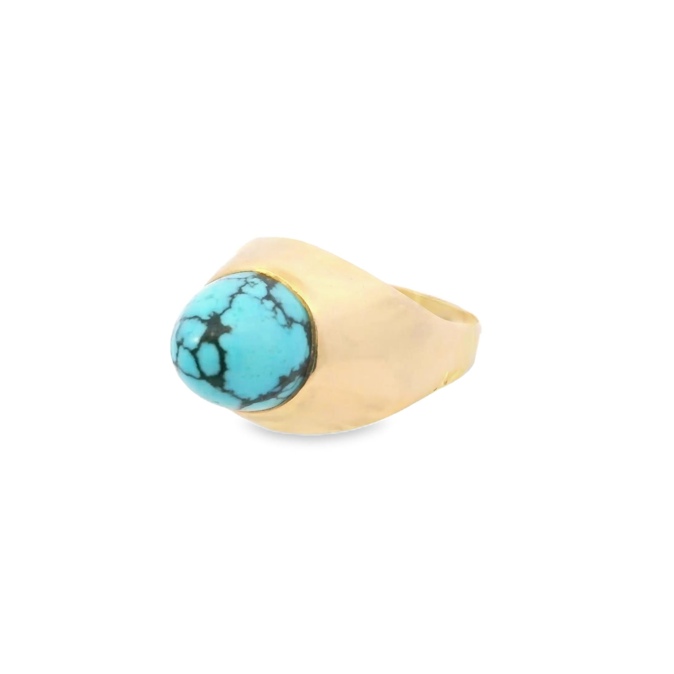 18k Yellow Gold & Turquoise Fryklund and Palson Cocktail Ring