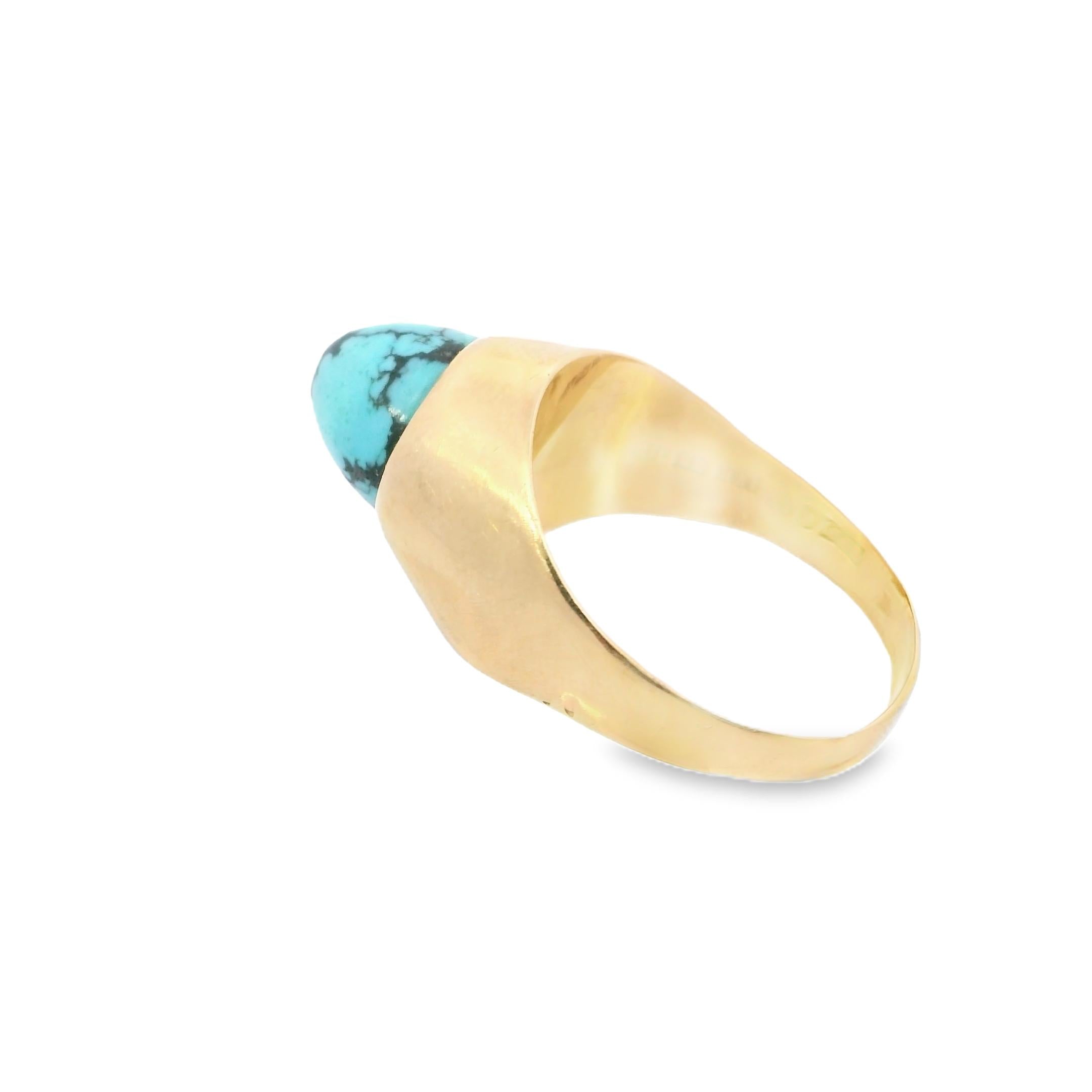 18k Yellow Gold & Turquoise Fryklund and Palson Cocktail Ring