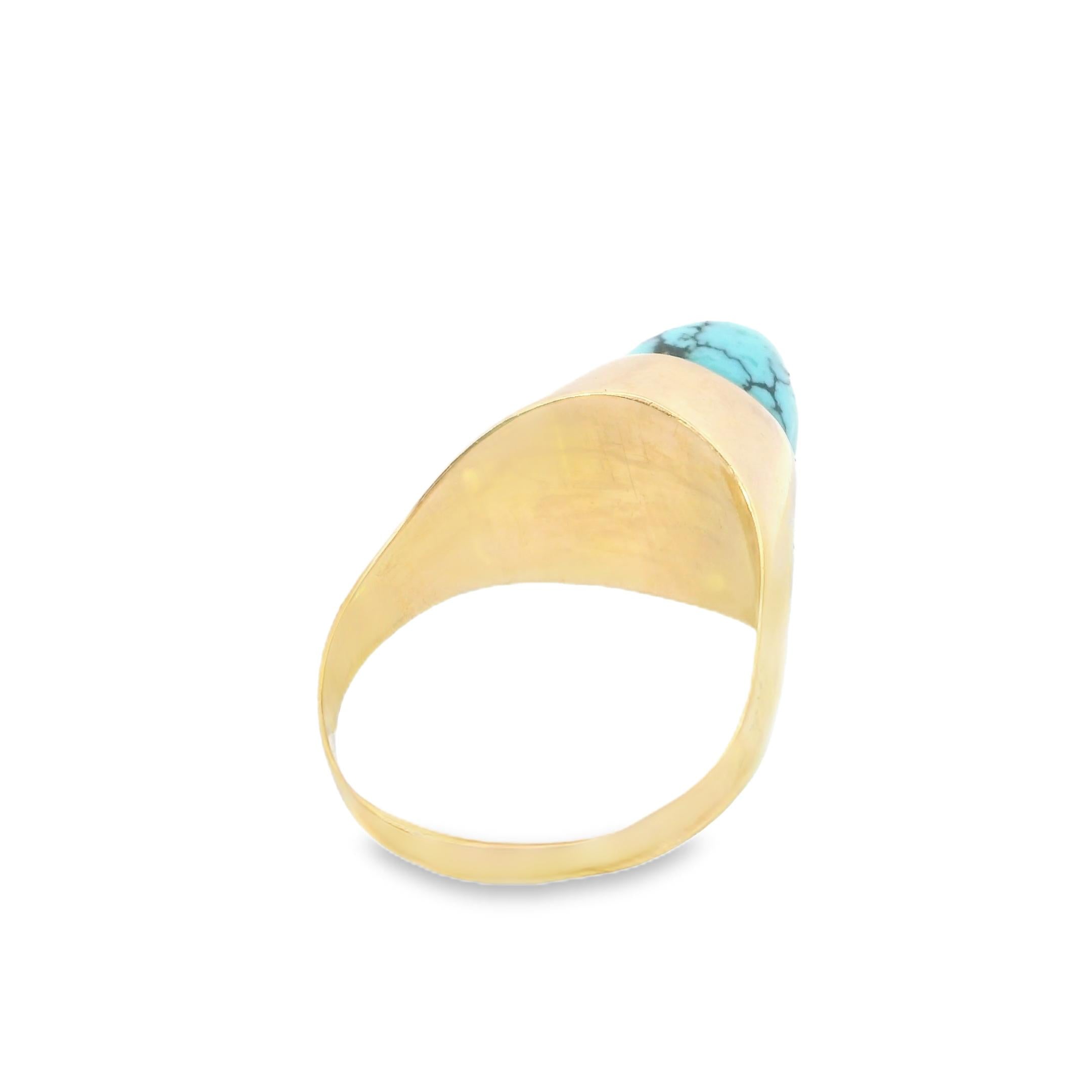 18k Yellow Gold & Turquoise Fryklund and Palson Cocktail Ring