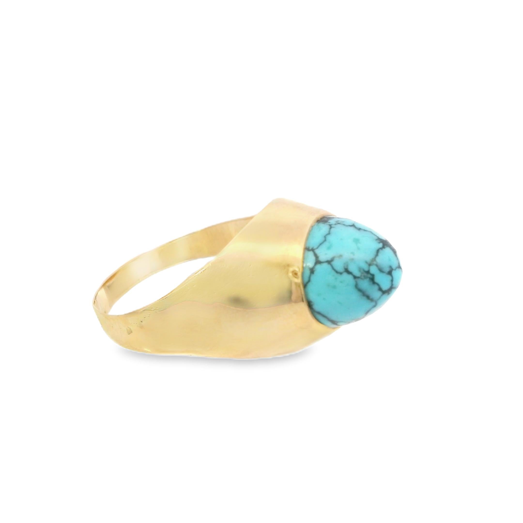 18k Yellow Gold & Turquoise Fryklund and Palson Cocktail Ring