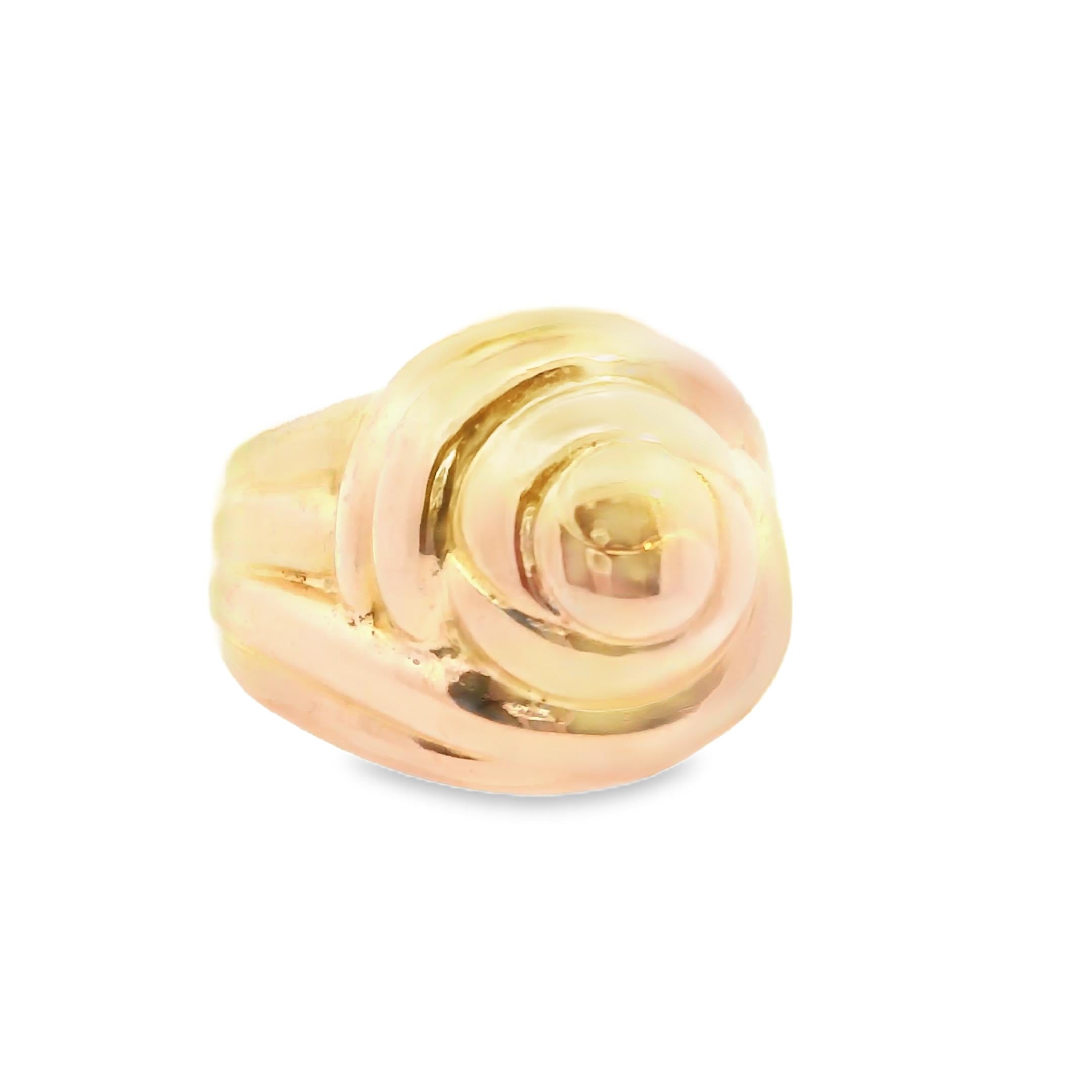 1950s French Tourbillon Ring in 18k Yellow Gold – 18.7 Grams, Size 6