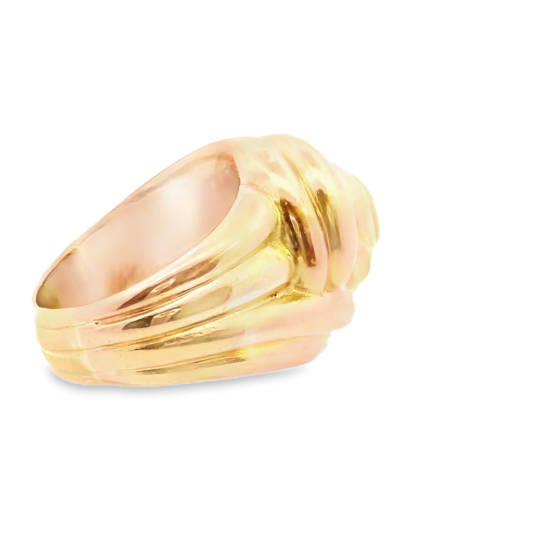 1950s French Tourbillon Ring in 18k Yellow Gold – 18.7 Grams, Size 6