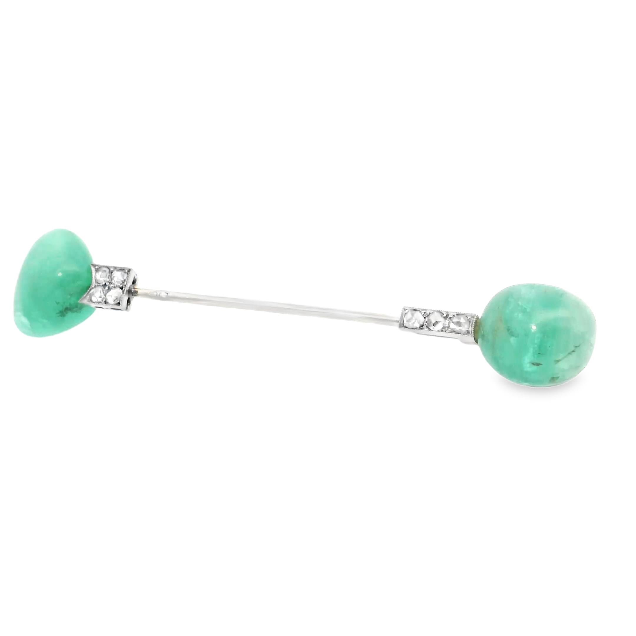 Chaumet Belle Époque Emerald and Diamond Jabot Pin, France, ca. 1910
