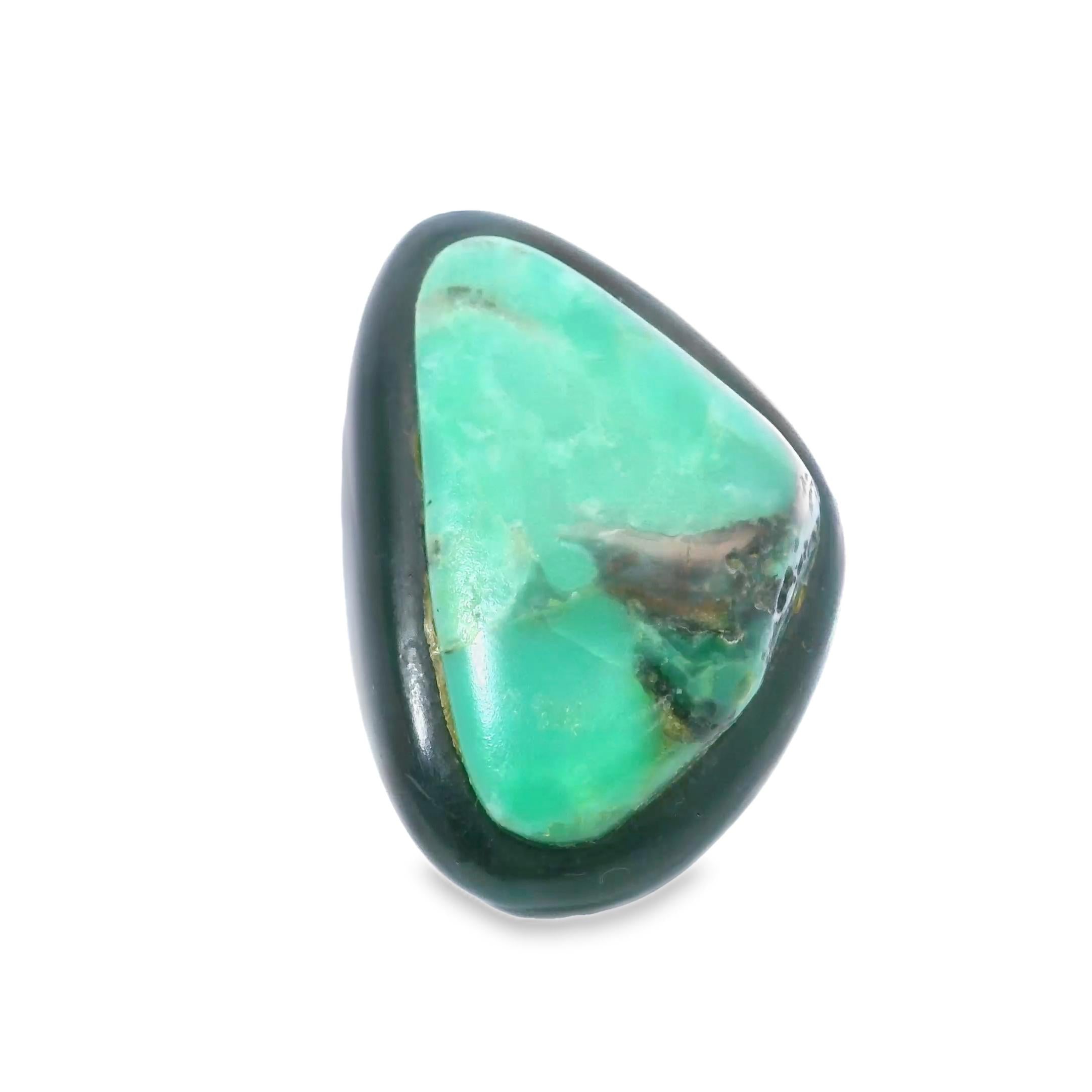 1970's Ebony and Green Amazonite Ring