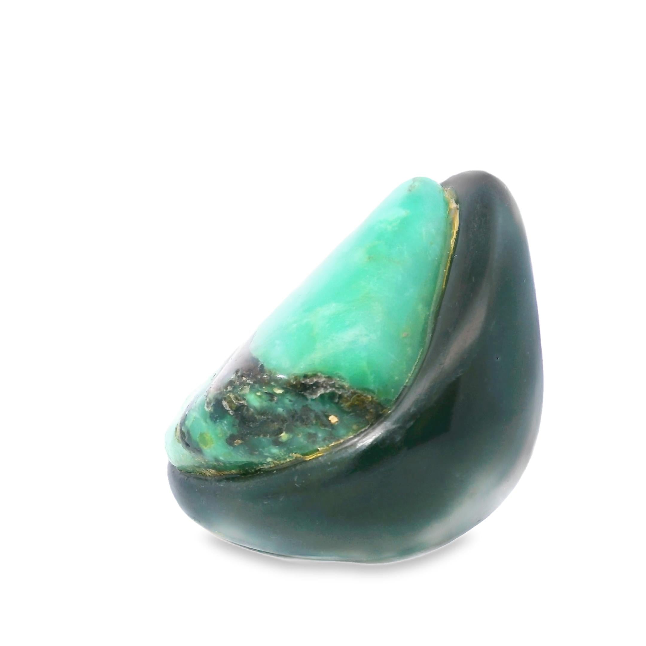 1970's Ebony and Green Amazonite Ring