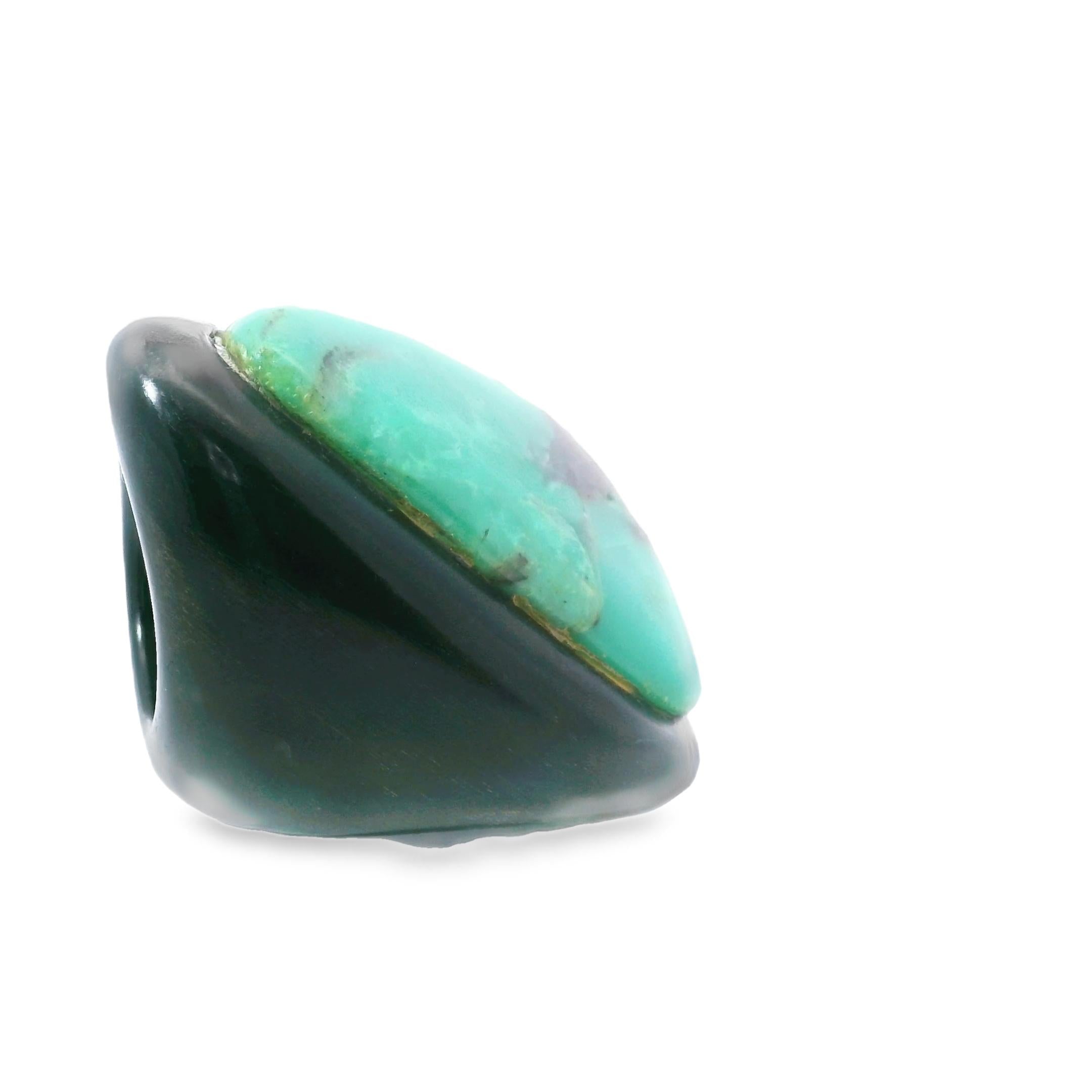 1970's Ebony and Green Amazonite Ring