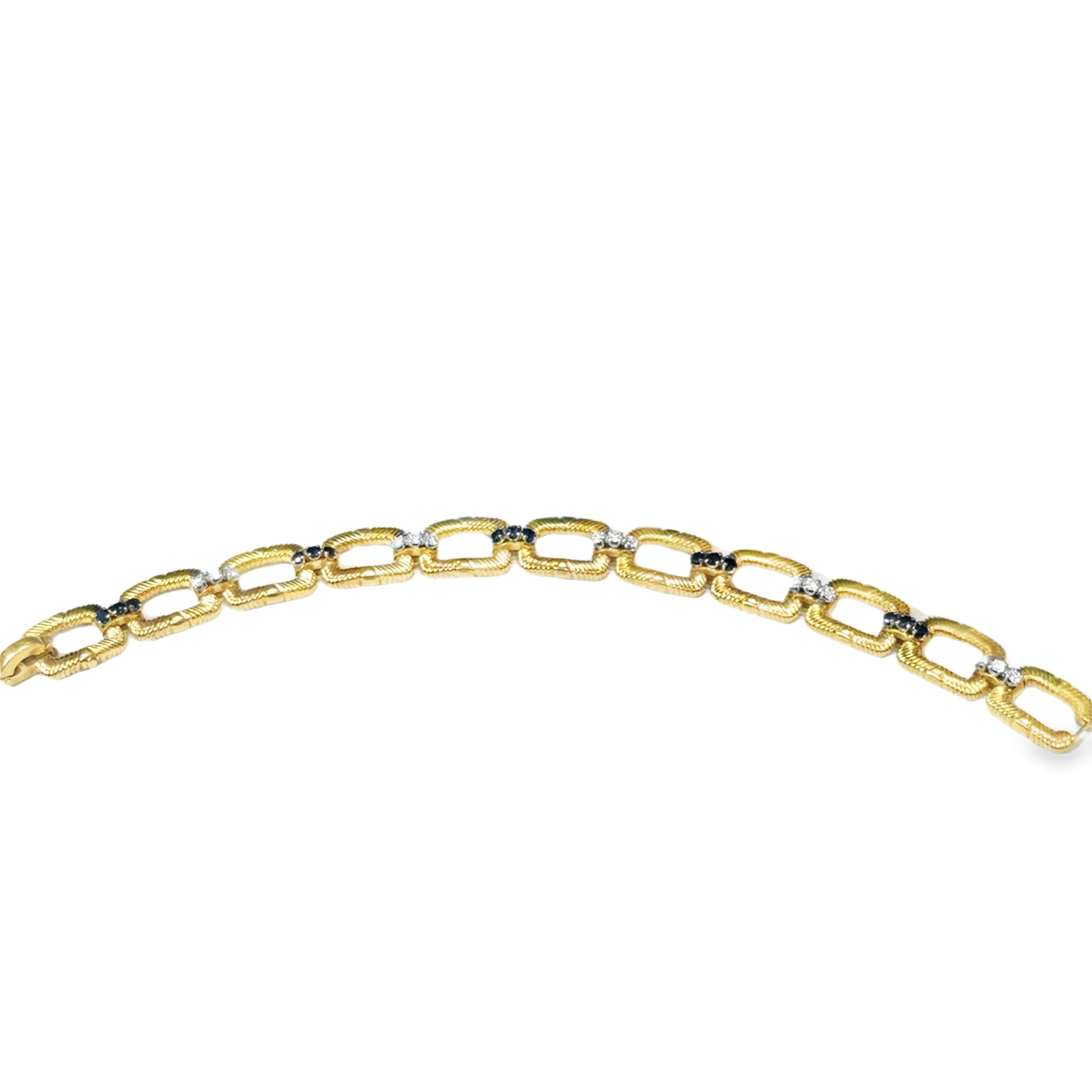 Cartier New York Bracelet with Sapphire & Diamond Links 18K Yellow Gold 1970s
