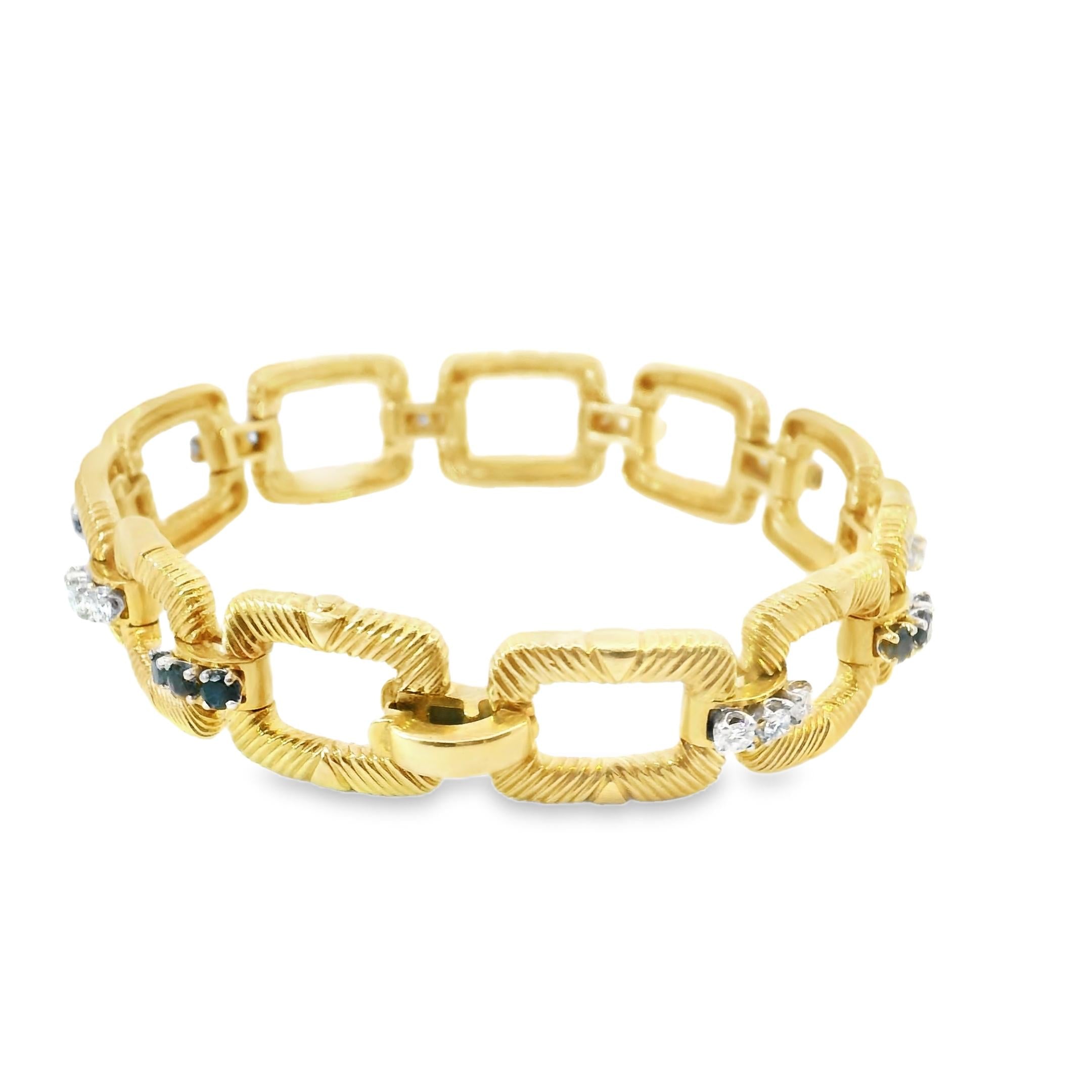 Cartier New York Bracelet with Sapphire & Diamond Links 18K Yellow Gold 1970s