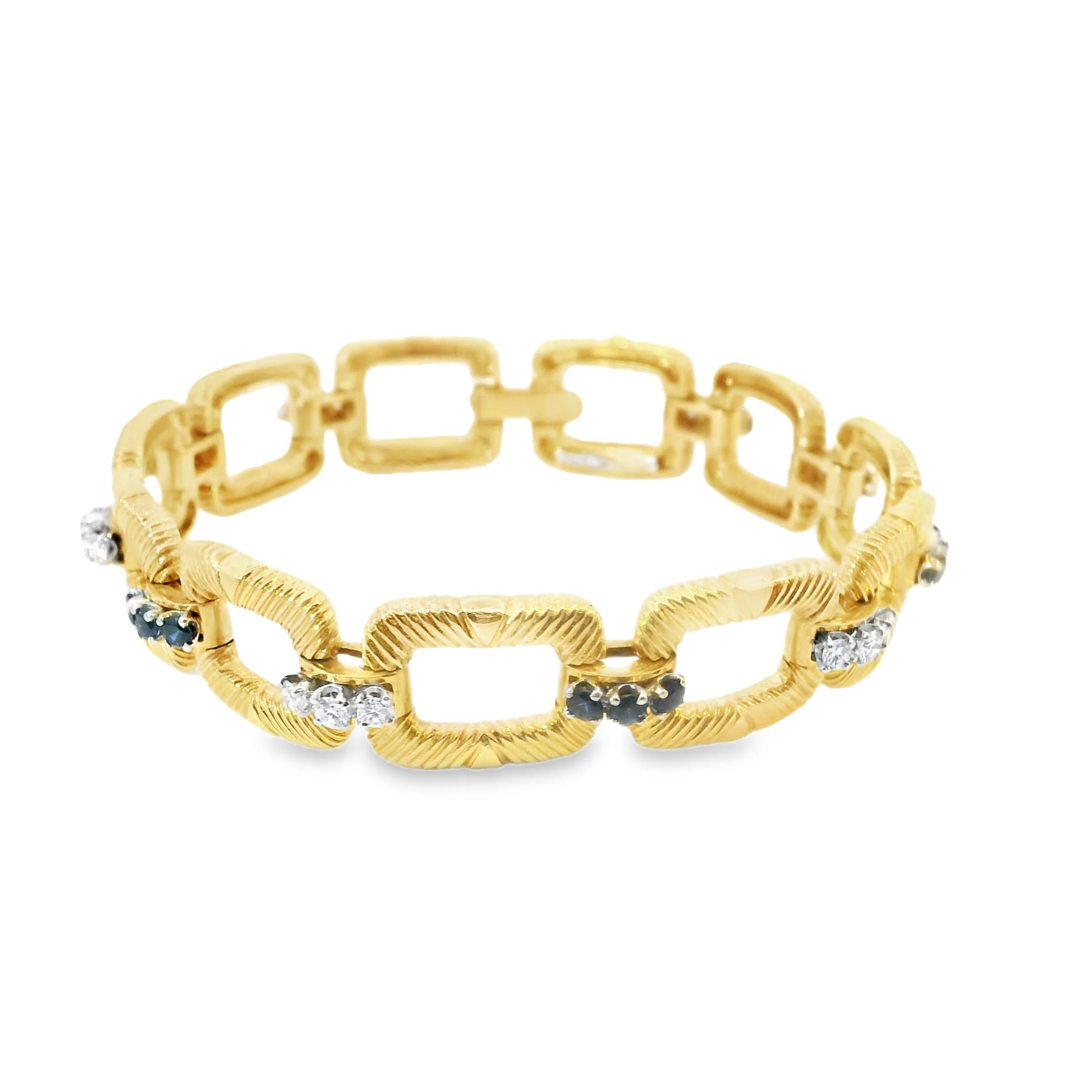 Cartier New York Bracelet with Sapphire & Diamond Links 18K Yellow Gold 1970s