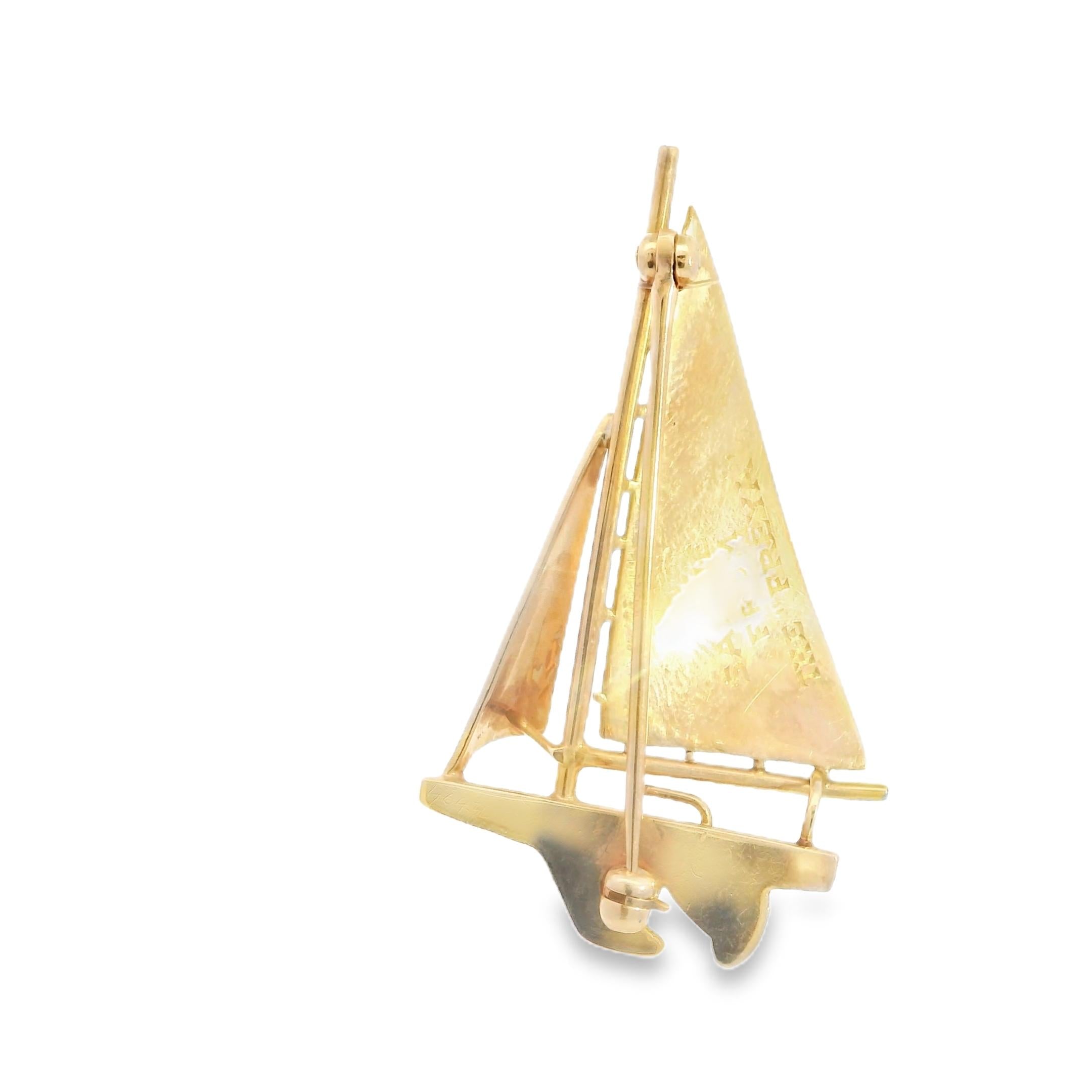 14K Tiffany & Co Nautical Retro Sail Boat Brooch