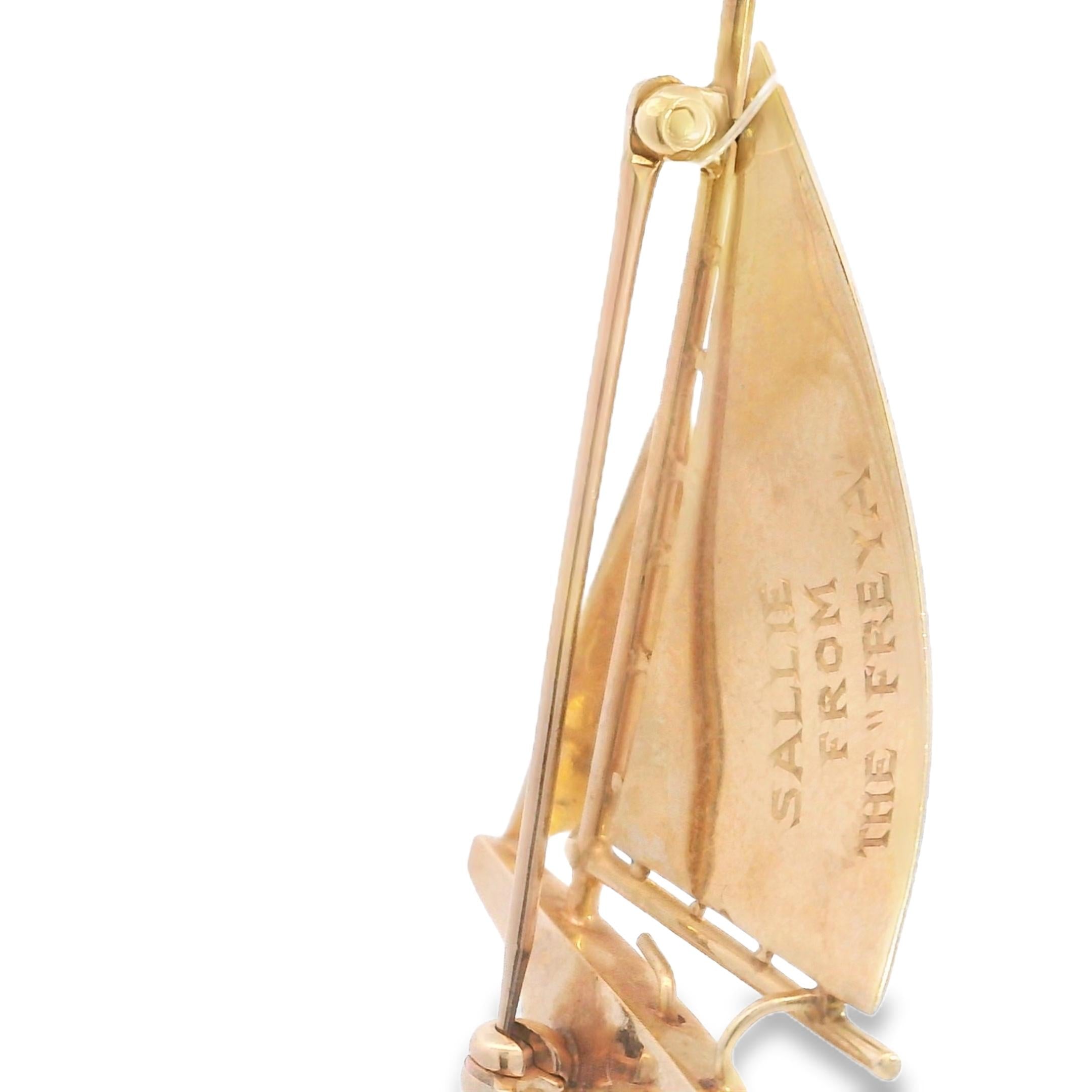 14K Tiffany & Co Nautical Retro Sail Boat Brooch