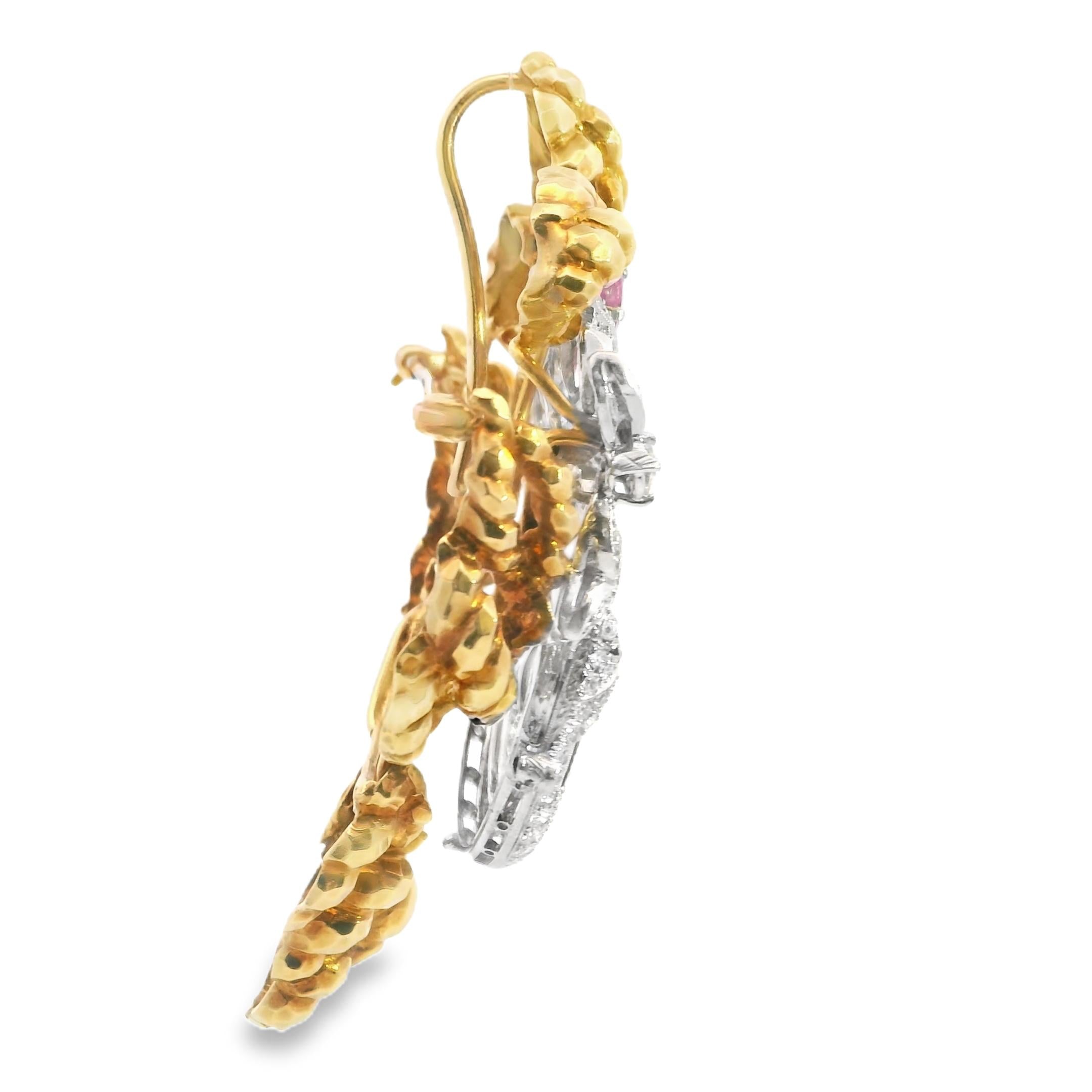 Convertible 18k Gold Brooch with Pink Yellow and Blue Sapphires by Wander