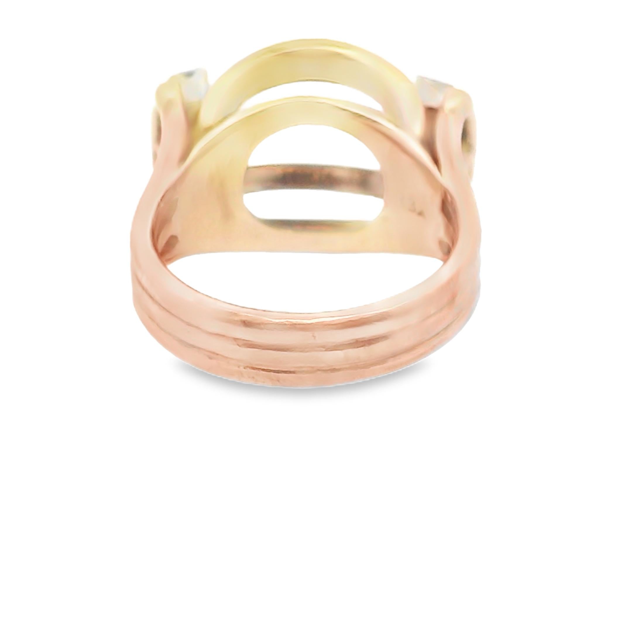 1940s Boucheron Ribbed Gold & Diamond Ring